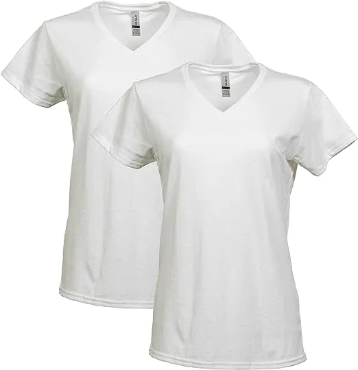 Gildan Women's Heavy Cotton V-Neck T-Shirt, 2-Pack