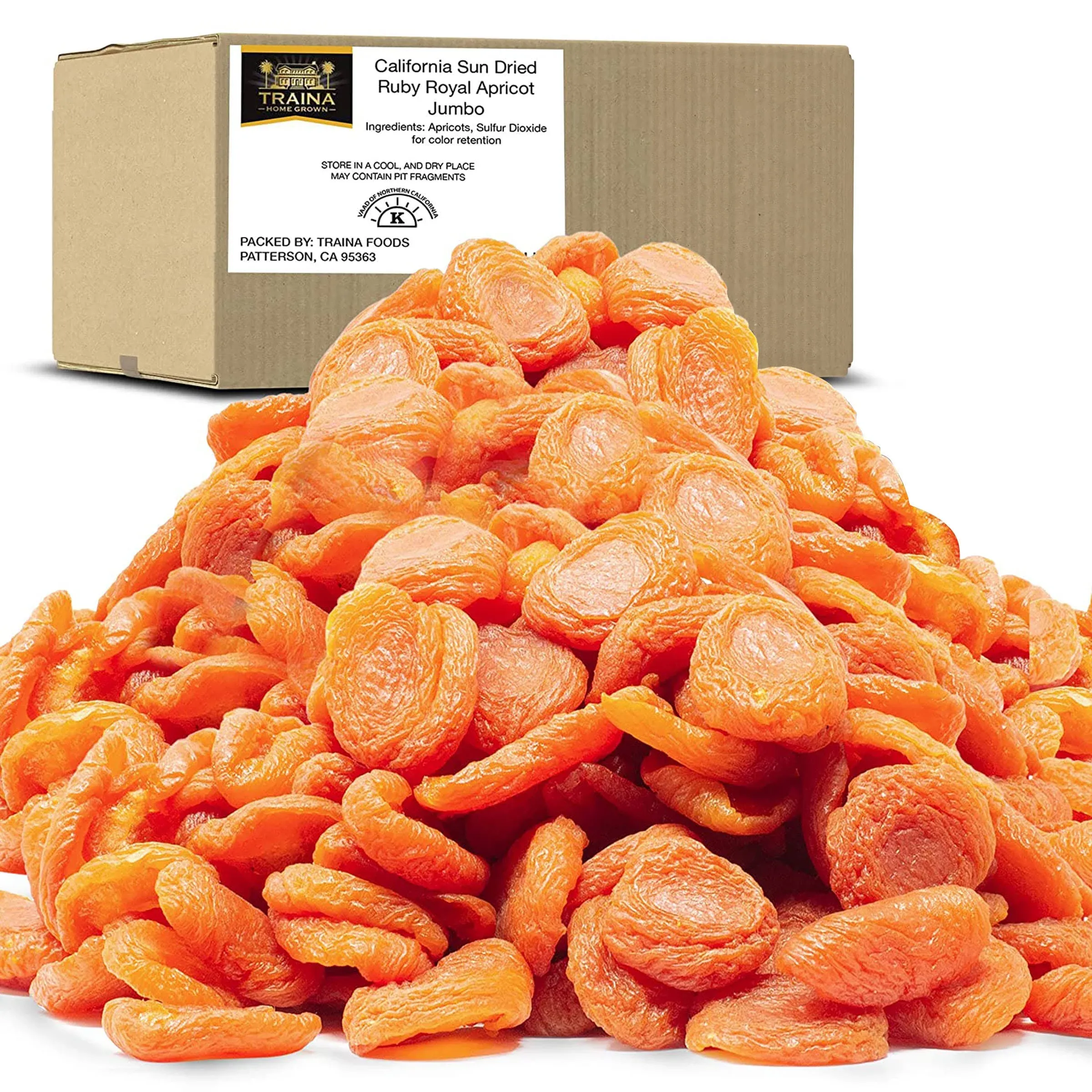 Traina Foods Sun Dried Apricots Jumbo Ruby Royal 5 Pound Seasonal Limit