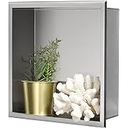 DAYONE Brushed Gold Shower Niche NO Tile Needed 12" X 24", Stainless Steel Bathroom Wall Niche Recessed Double Shelf Organizer, Modern in Wall Shower Storage Nook Insert