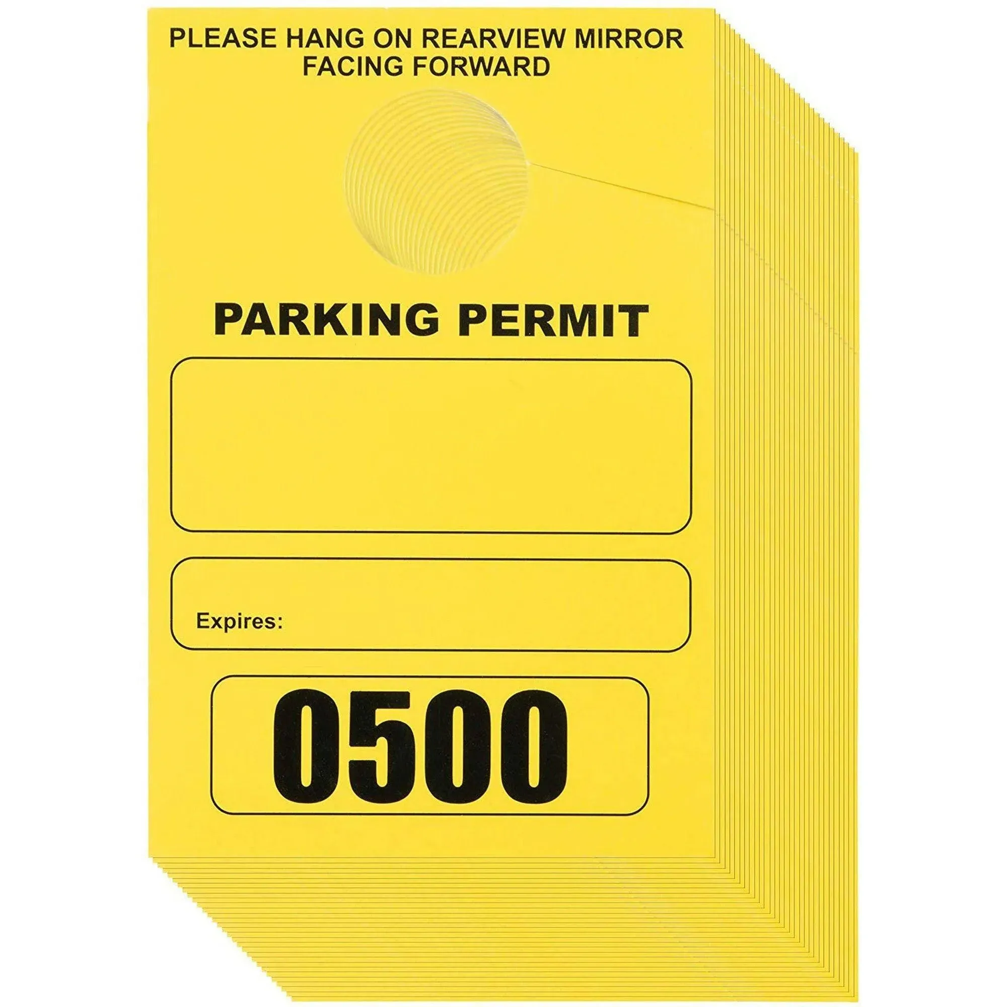 500-Pack Parking Hang Tags, Numbered Parking Passes for Cars, 3.15 x 4.75&#034;