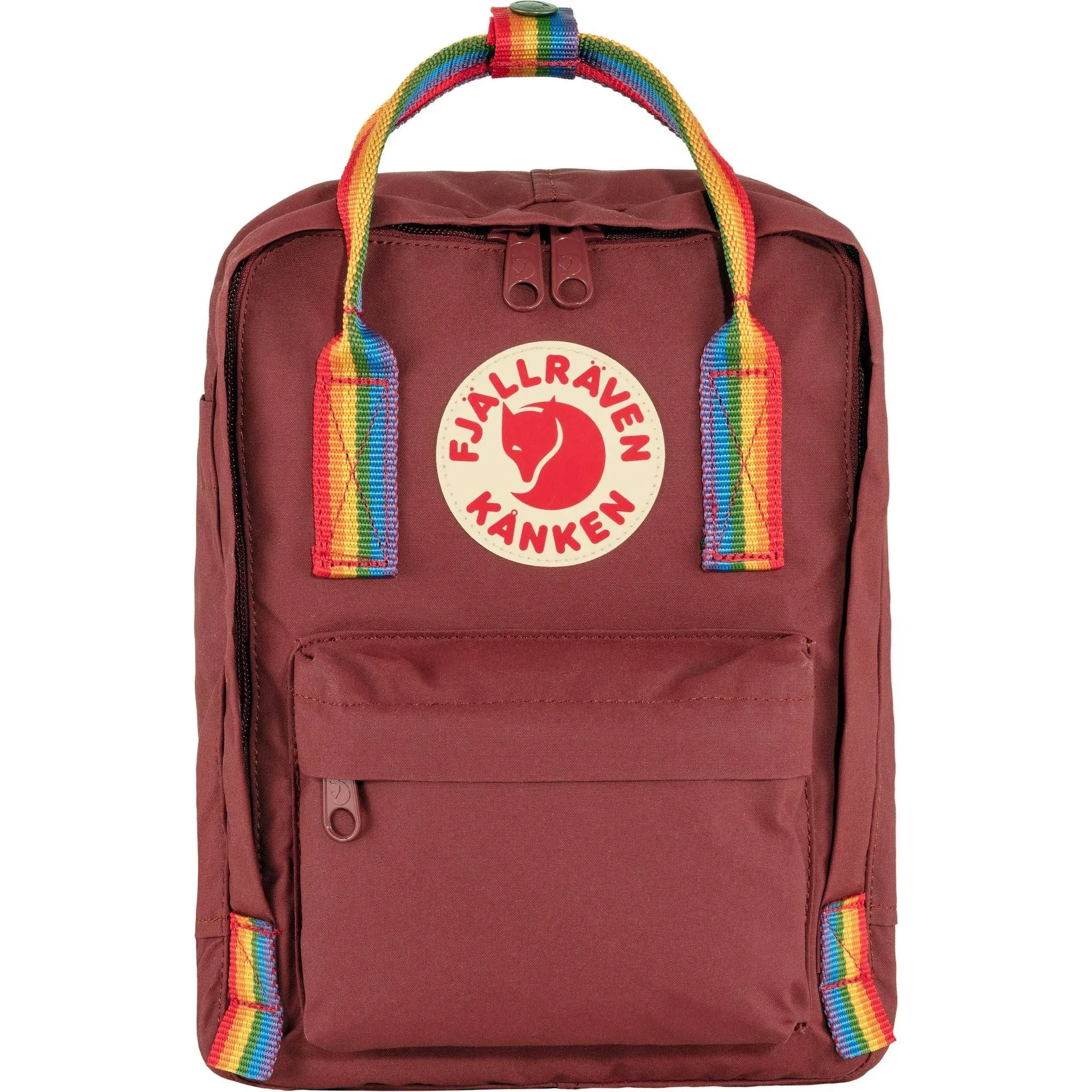 Fjällräven Kånken Rainbow Backpack for Men, and Women - Durable Fabric with Adjustable Shoulder Straps, and Lightweight Backpack Ox Red/Rainbow Pattern One Size One Size