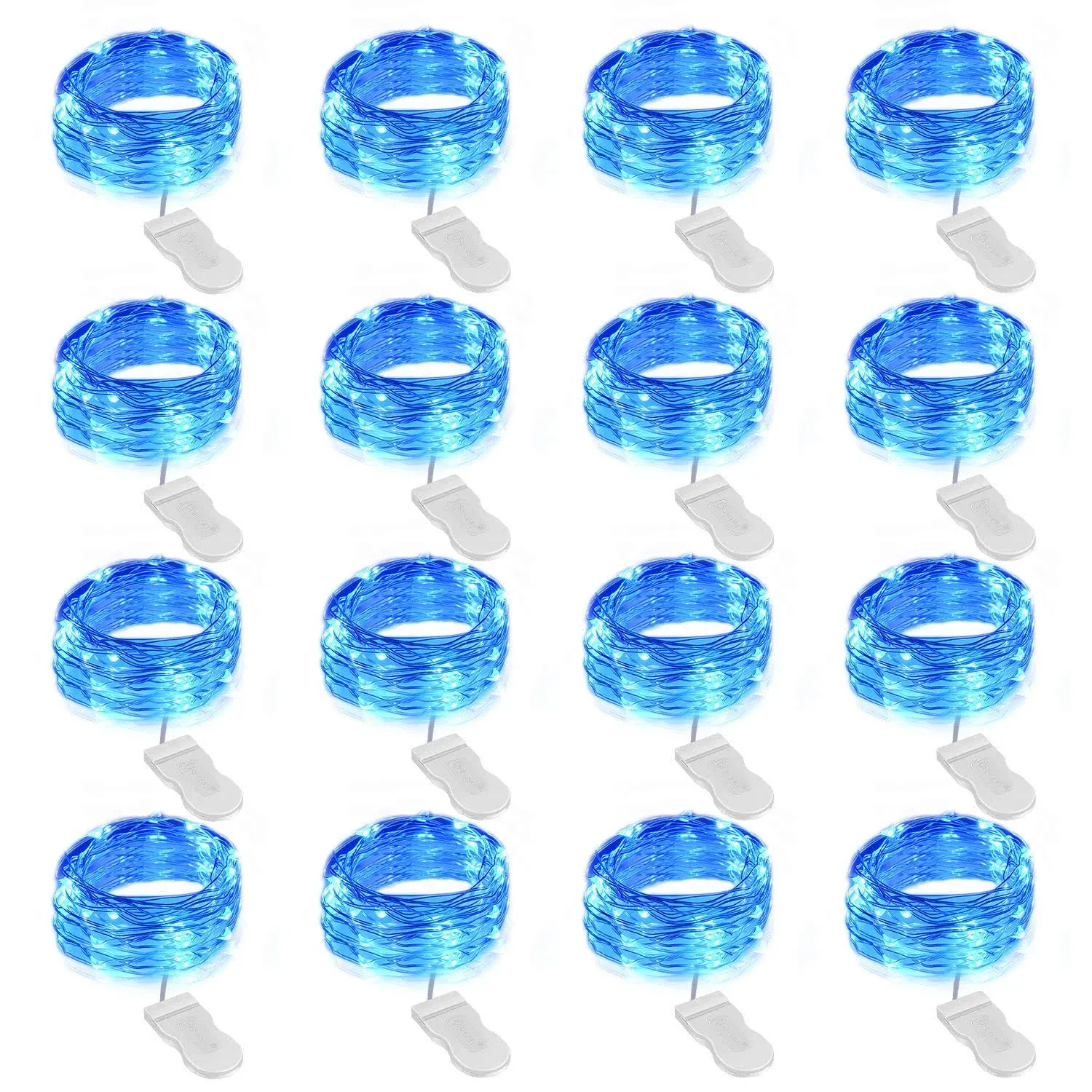 16 Pack Fairy Lights Battery Operated 6.5Ft Blue Mini String Light 20 Leds Cop