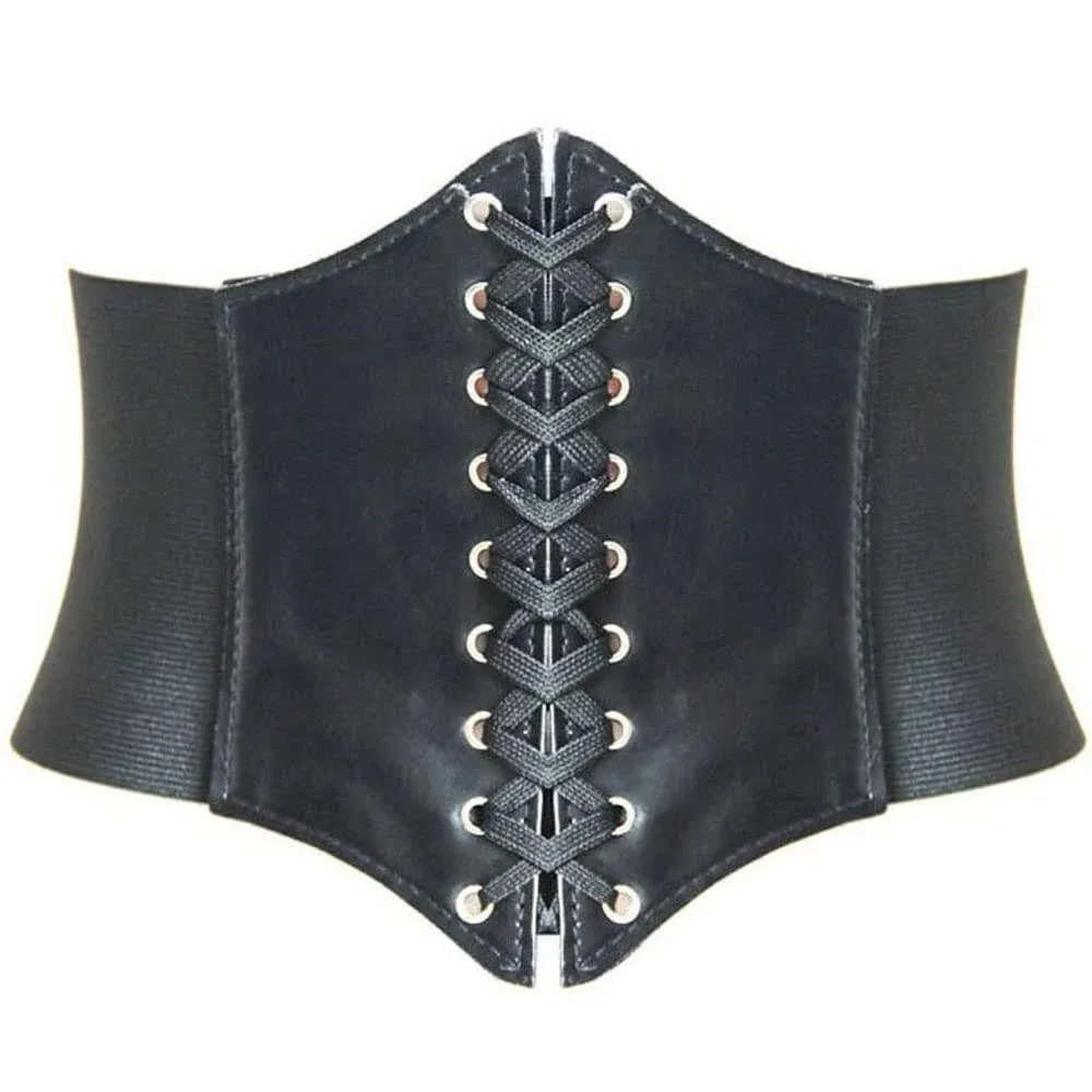 Hanerdun Lace-Up Corset Elastic Retro Cinch Belt Waist Belt Four Sizes