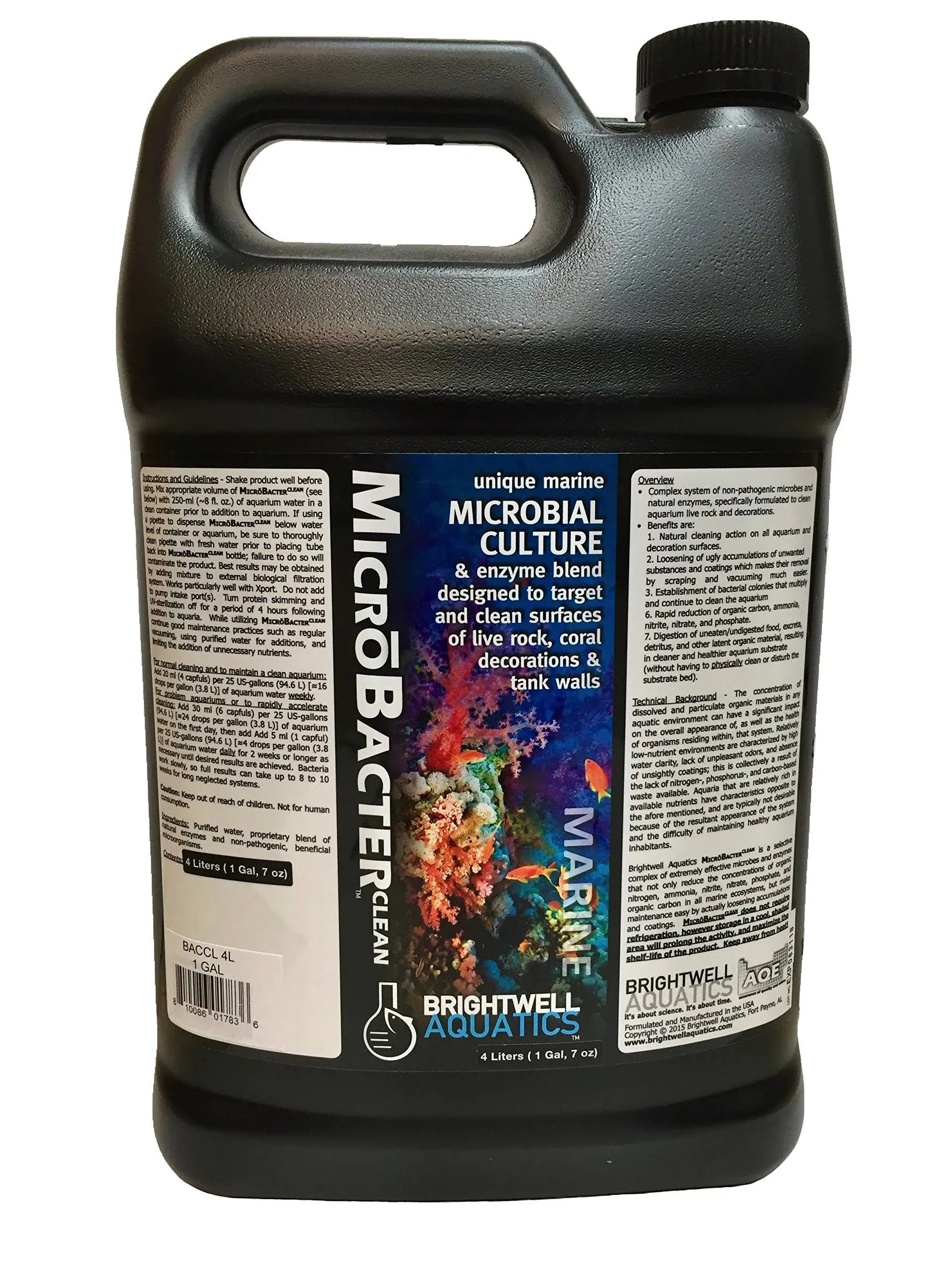 Brightwell Aquatics MicroBacter Clean - Microbial Culture & Enzyme Blend Designed ...