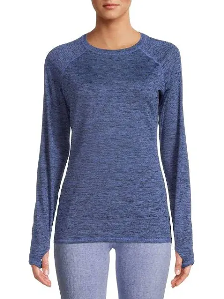 Climate Right Women&#x27;s Plush Warmth Long Sleeve Crew - Size XS - Blue Denim