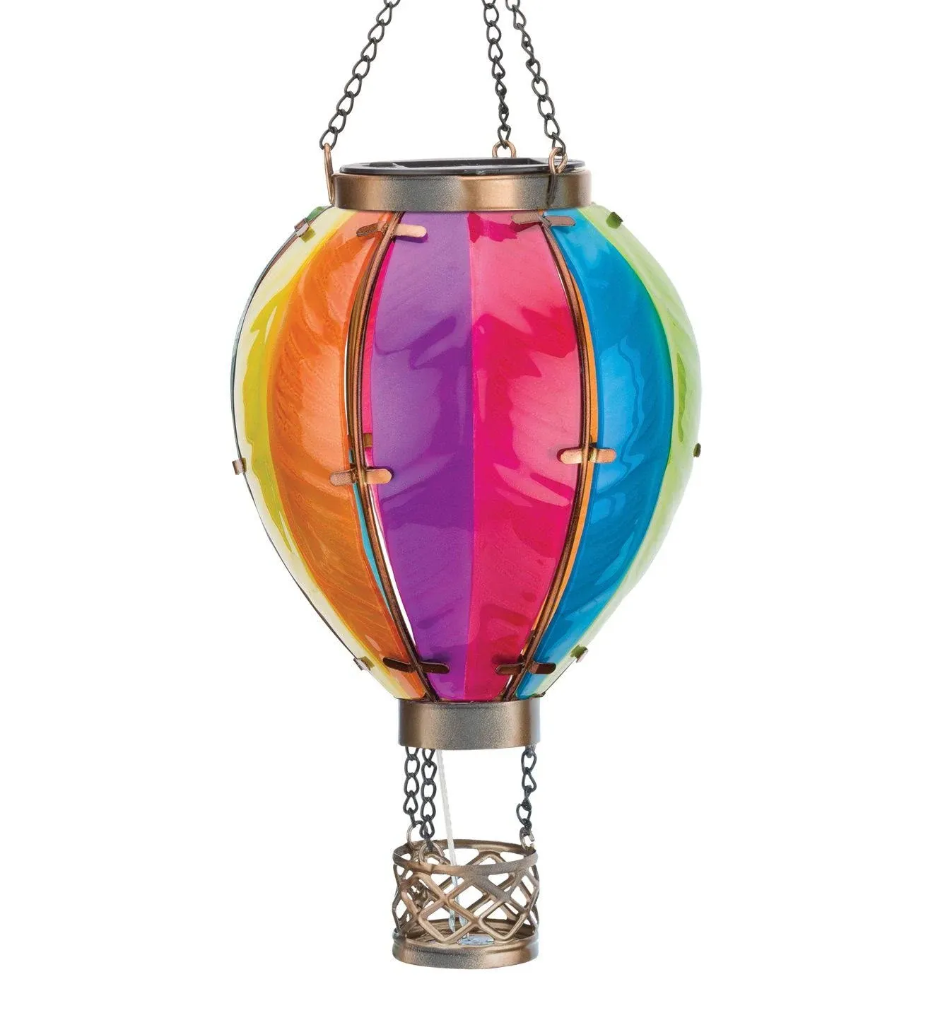 SAGEFINDS Solar Hot Air Balloon | Outdoor LED Hanging Lantern | Decorative Glass Light for Patio, Garden, Porch, Yard | Flickering Flame Appearance | 15” Long