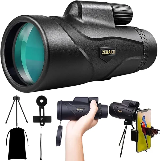 zukakii 12x50 Monocular Telescope, 2022 Mini Waterproof Telescope w/ Smartphone