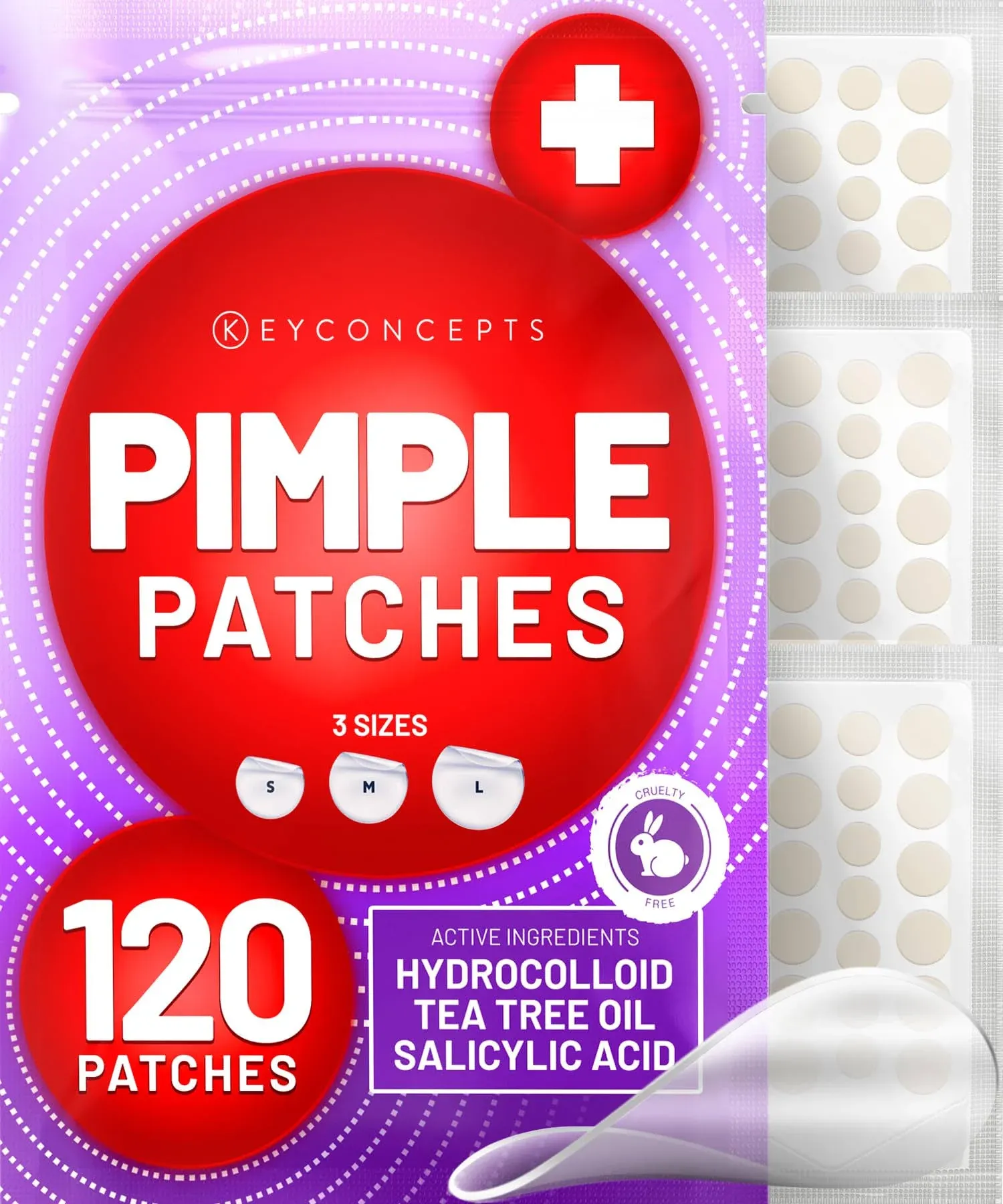 Keyconcepts Pimple Patches (120 Pack), Salicylic Acid Acne Patches with Tea Tree Oil - Pimple Patches for Face - Zit Patch and Pimple Stickers - Sali