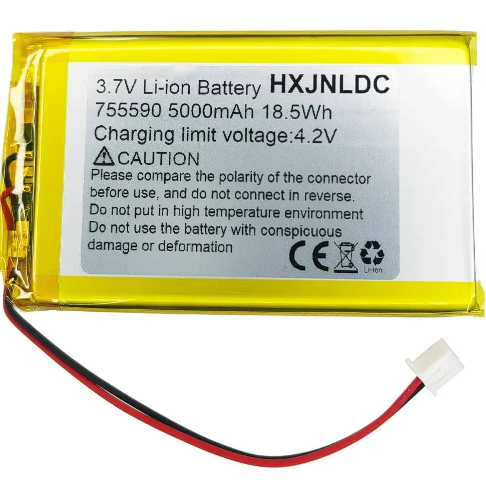 HXJNLDC DC 3.7V 5000mAh 755590 Li-Ion Lithium Ion Polymer Battery Replacement for DIY 3.7-5V Electronic Product, Mobile Energy Storage Power Supply