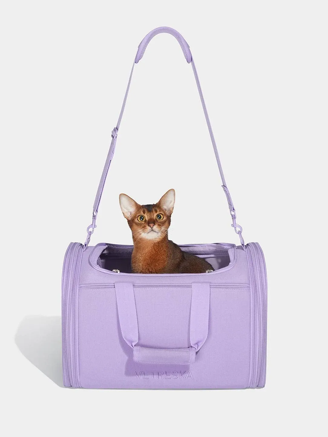 VETRESKA Cat Dog Carrier Airline Approved Soft-Sided Pet Carrier with Pockets and Removable Pad, Expandable Dog Travel Carrier for Cats/Puppy and Small Animals,Violet