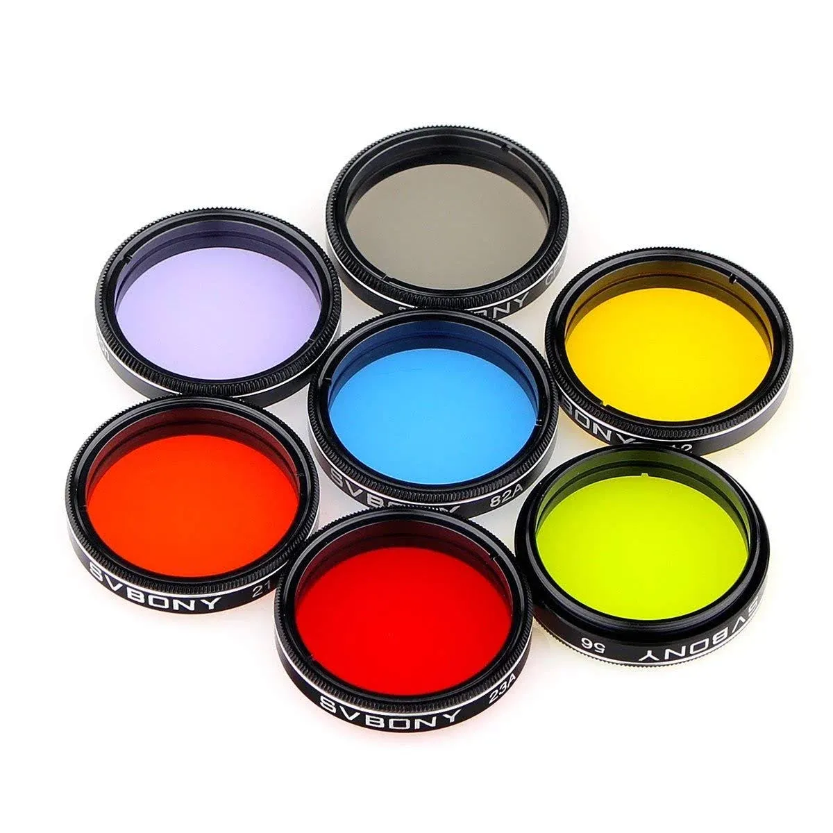 SVBONY Telescope Filter 1.25 Inches Moon Filter CPL Filter Five Color Filters Kit 7pcs Filters Set for Enhance Lunar PLANETARY Views Reduces Light