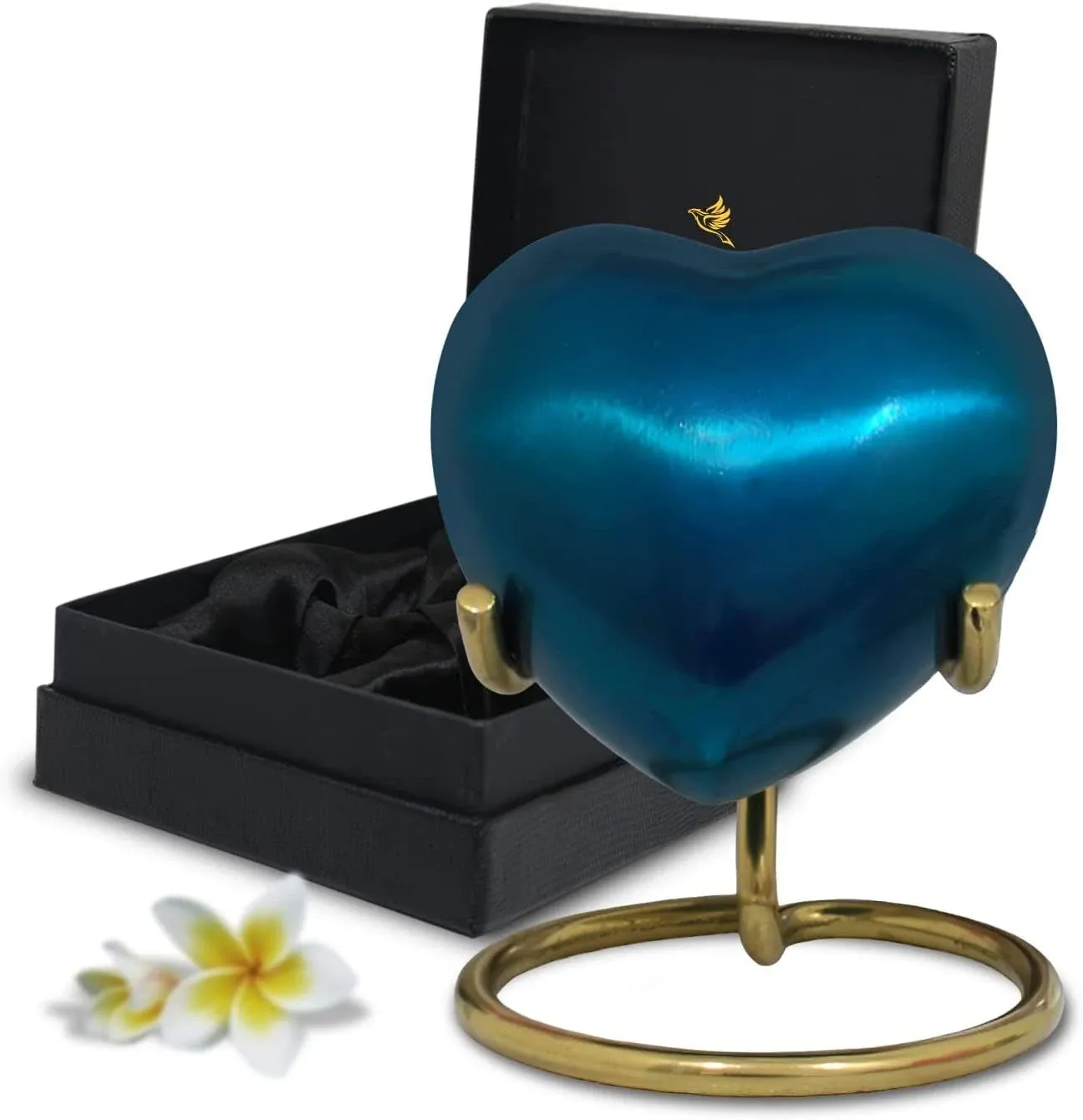 Blue Heart Keepsake Urn - Mini Cremation with Keepsake, Sapphire 