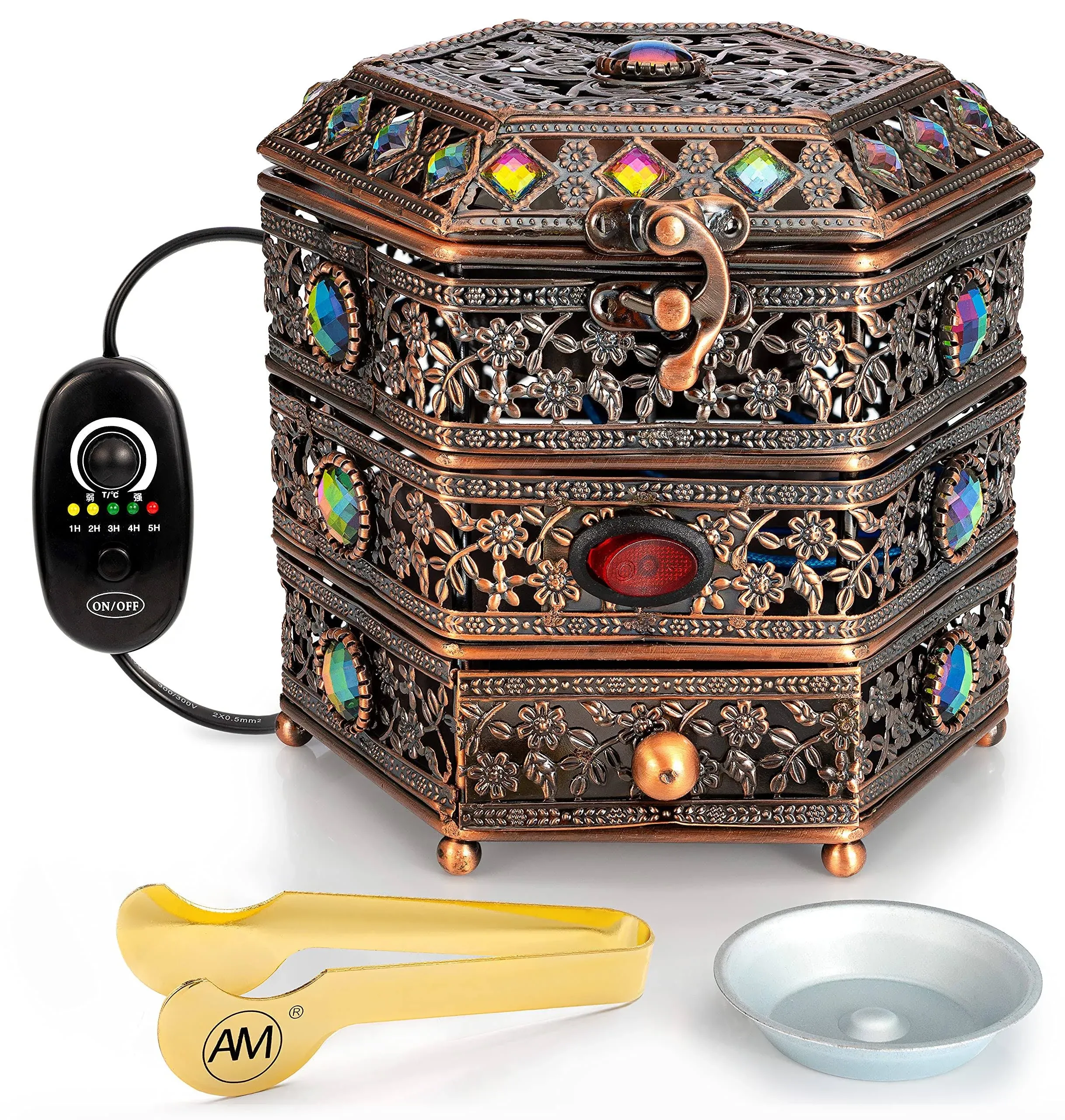 Electric Incense Burner with Regulator - Oud Frankincense Resin Burner - Copper