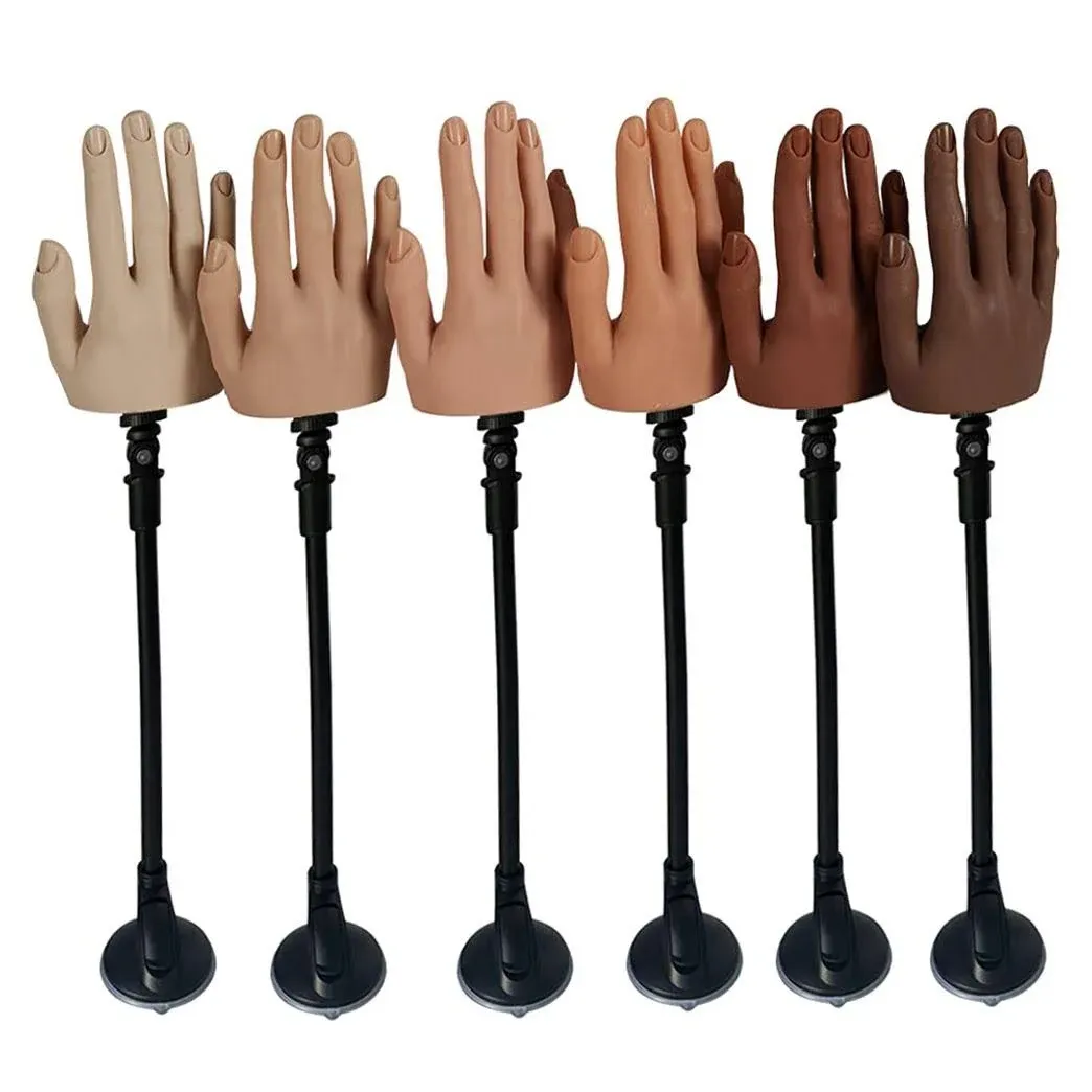 Professional Silicone Practice Hand for Acrylic Nails with Stand Bracket, Reusable Nail Mannequin Training Hand for Practicing Nail Art, Acrylic, Gel Techniques by Nail Techs Artists