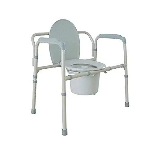 HEALTHLINE Heavy Duty Commode Bariatric, Medical Bedside Folding Bariatric Commode Chair Toilet for Elderly Seniors Disabled, Wide, 650 lbs, Gray