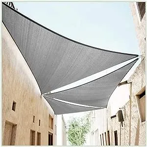 ColourTree 10' x 10' x 10' Grey Triangle CTAPT10 Sun Shade Sail Canopy Mesh Fabric UV Block UPF50 - Commercial Heavy Duty - 190 GSM - 3 Years Warranty (We Make Custom Size)