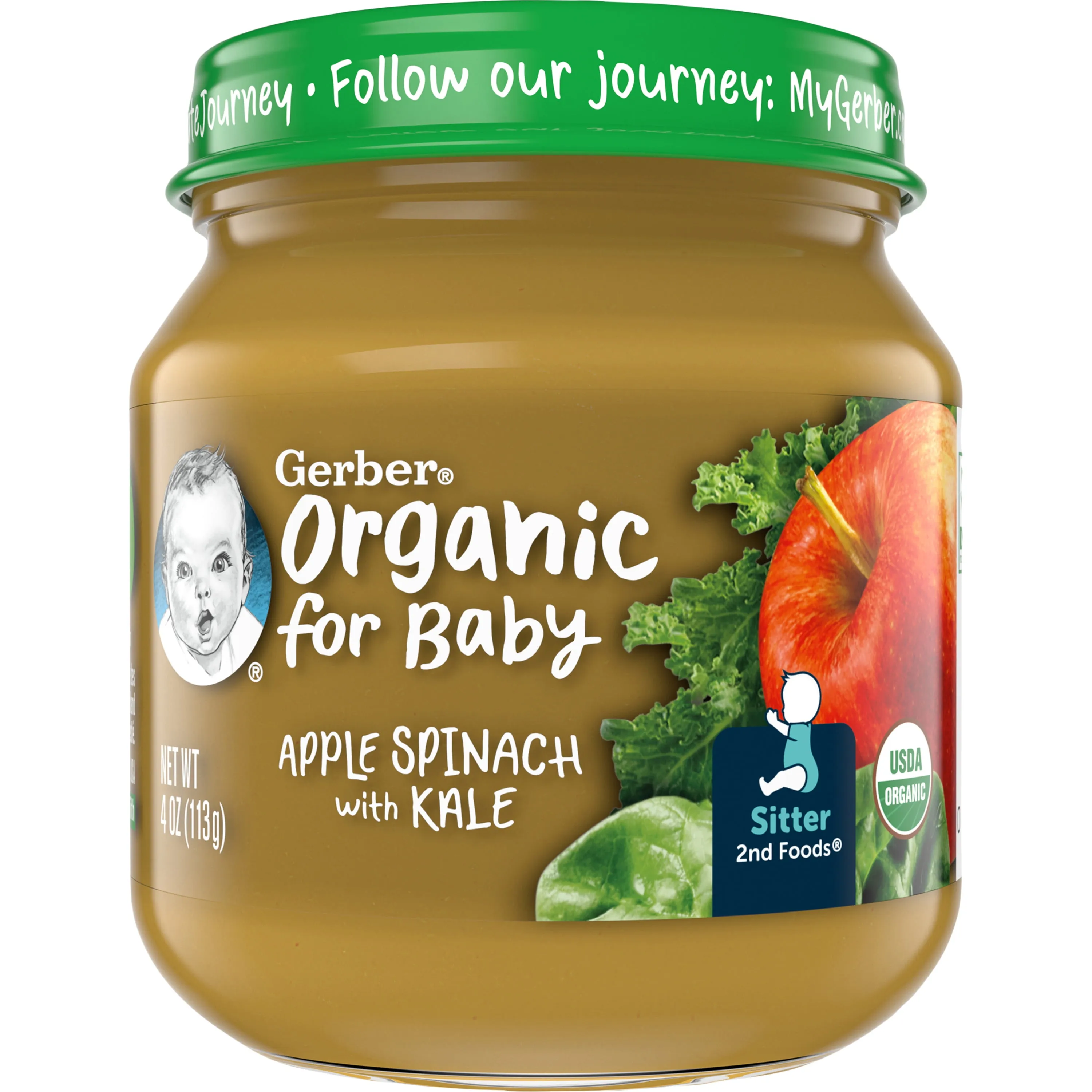 Gerber Apple Spinach With Kale Baby Food - 4 OZ 10 Pack