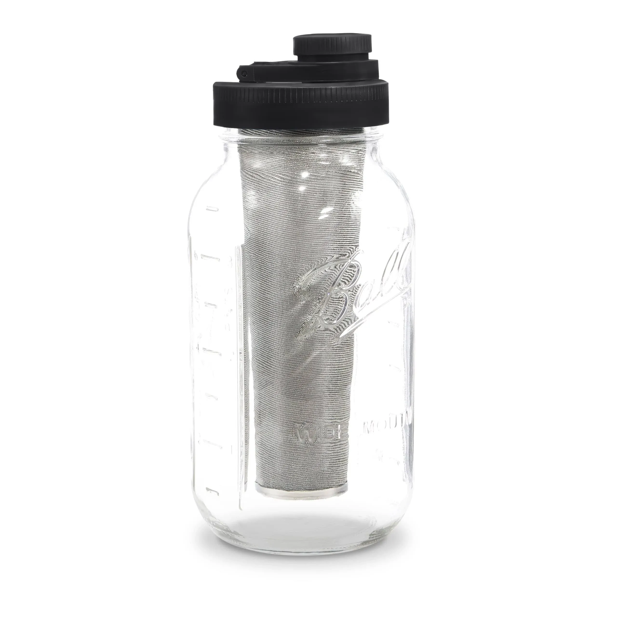 Cold Brew Coffee Maker Kit: Wide Mouth Mason Jar with Screw Top Lid, Stainles...