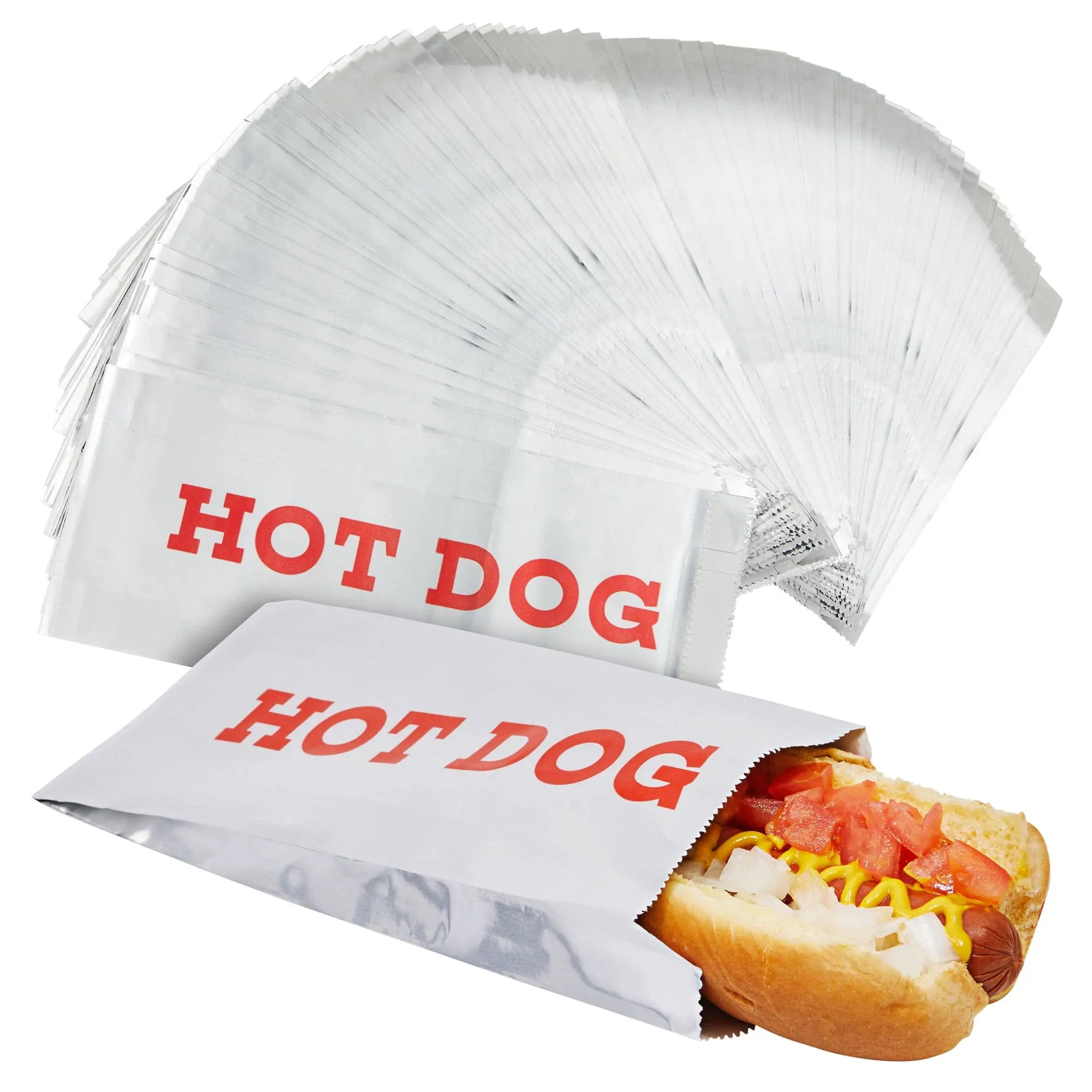 200 Pack Hotdog Foil Wrappers for Food Trucks, Take Out Restaurants, 3.7x9 in