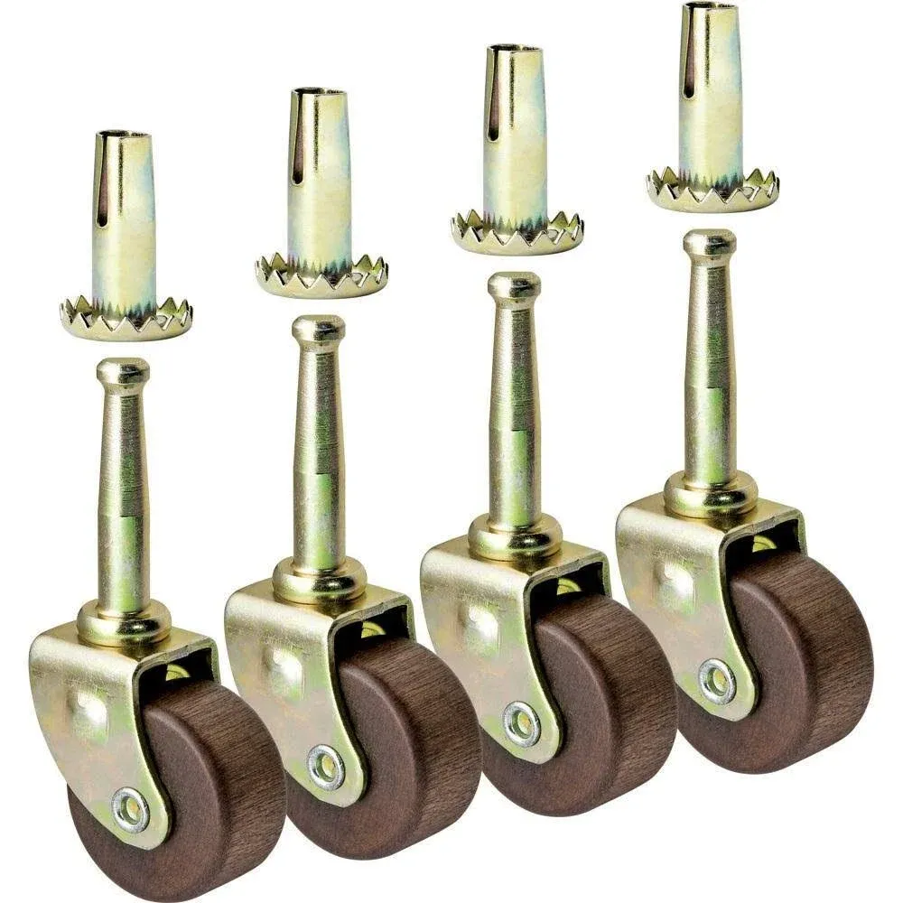 Rockler Hardwood Swivel Caster Wheels (Pack of 4)