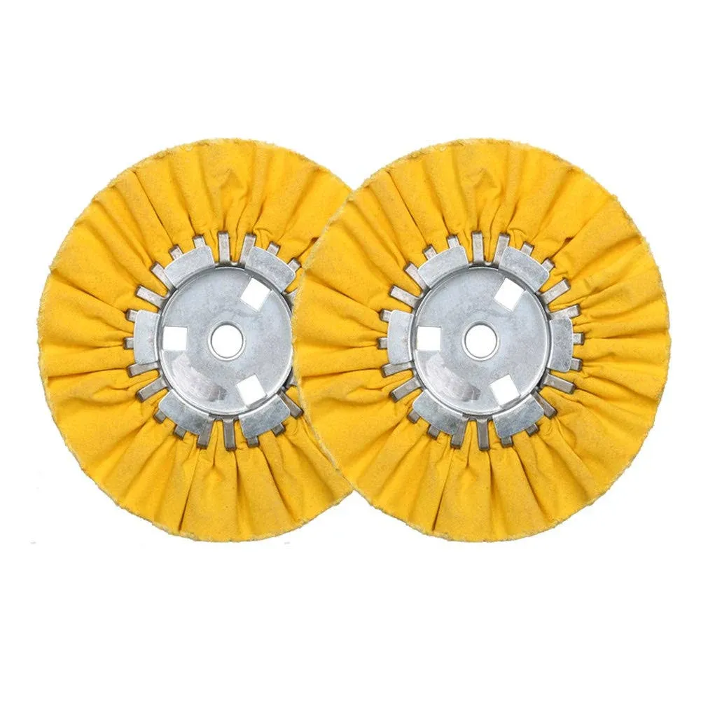 fanxiang 8" Yellow Airway Buffing Wheel,5/8'' Arbor Hole,12 Plys/Hard Polishing for Angle Grinder,2PCS