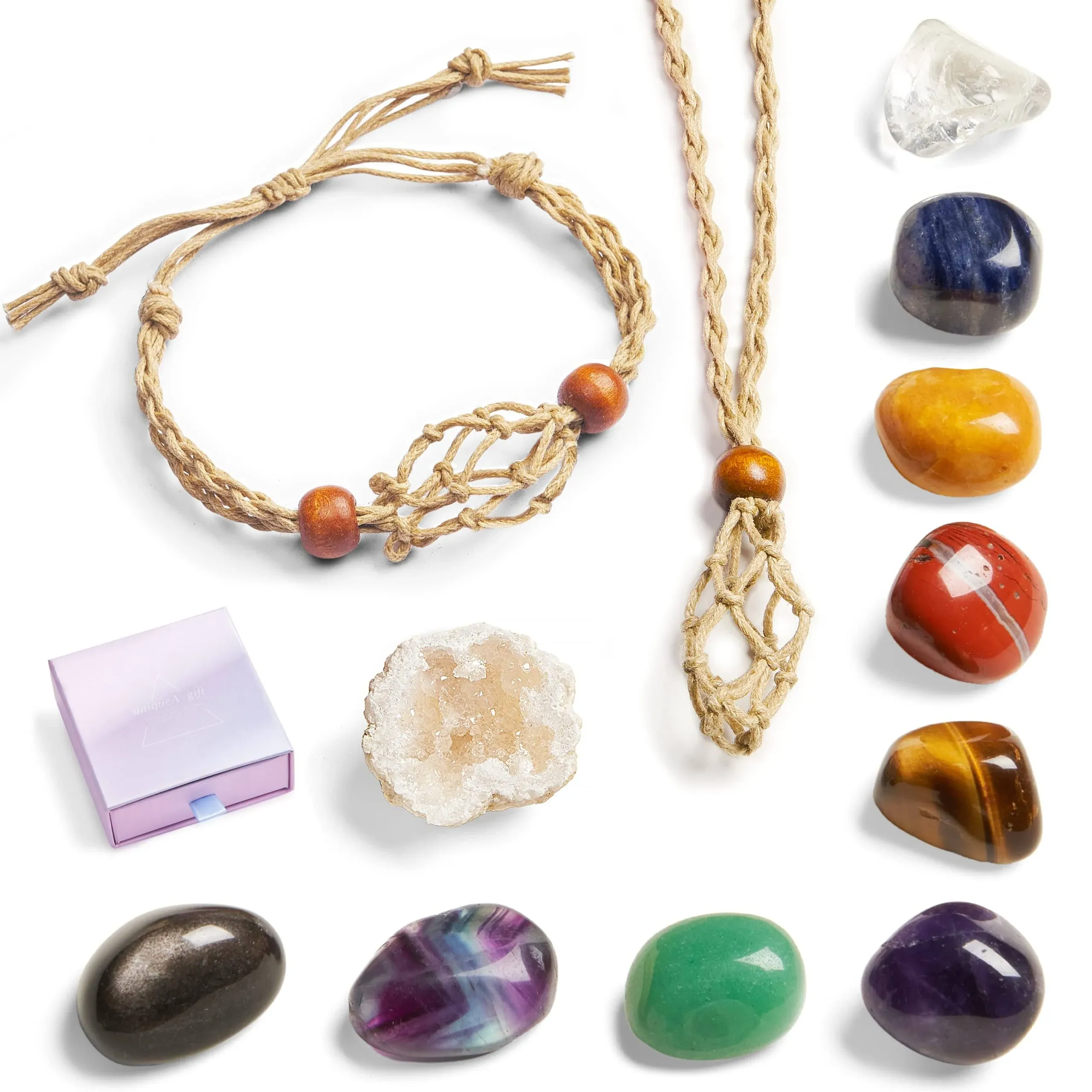 AOEUSLL Healing Crystals Chakra Necklace and Bracelet Set