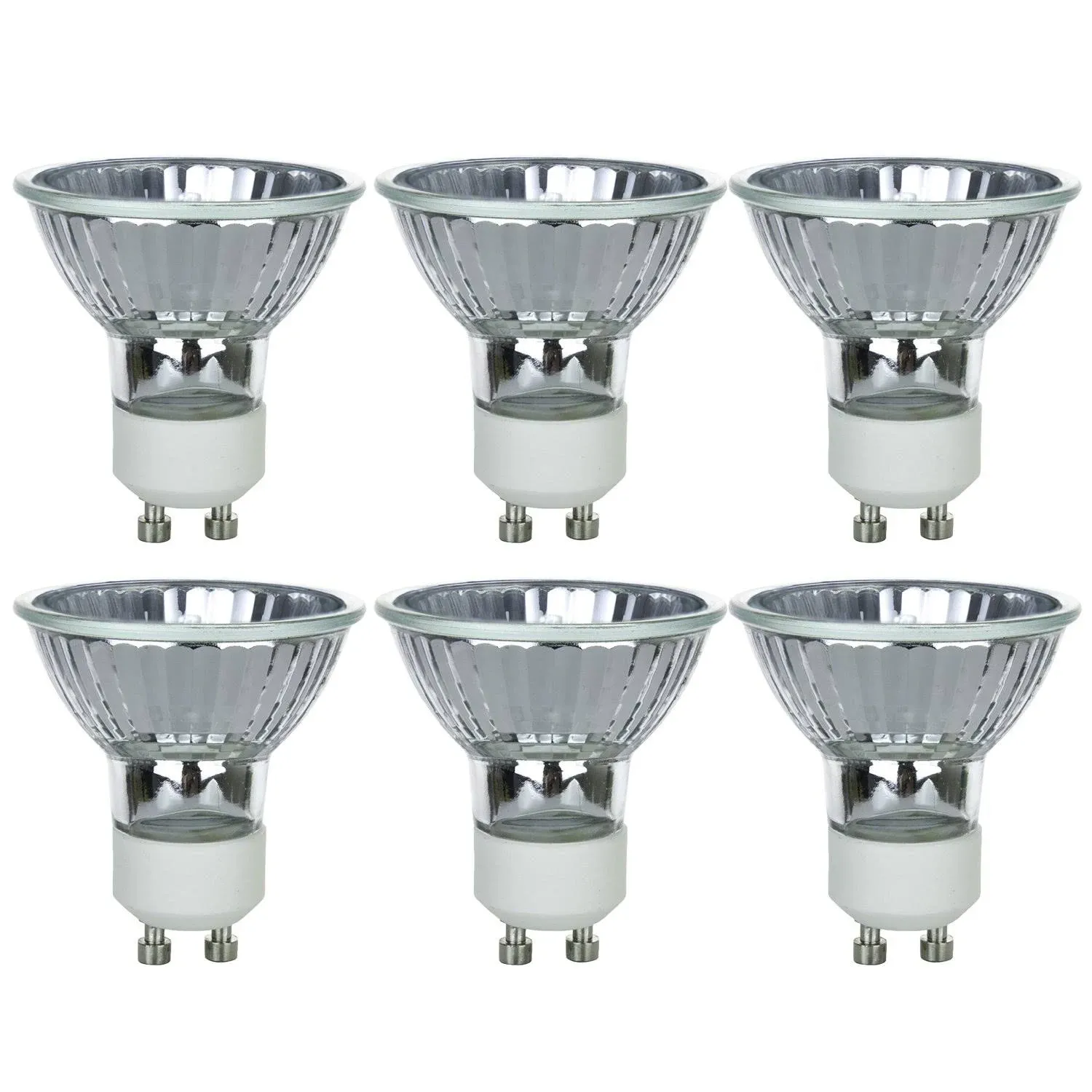 6 Pack Sunlite 35 Watt, 38° Flood, MR16 Mini Reflector w/Cover Guard, GU10 Base