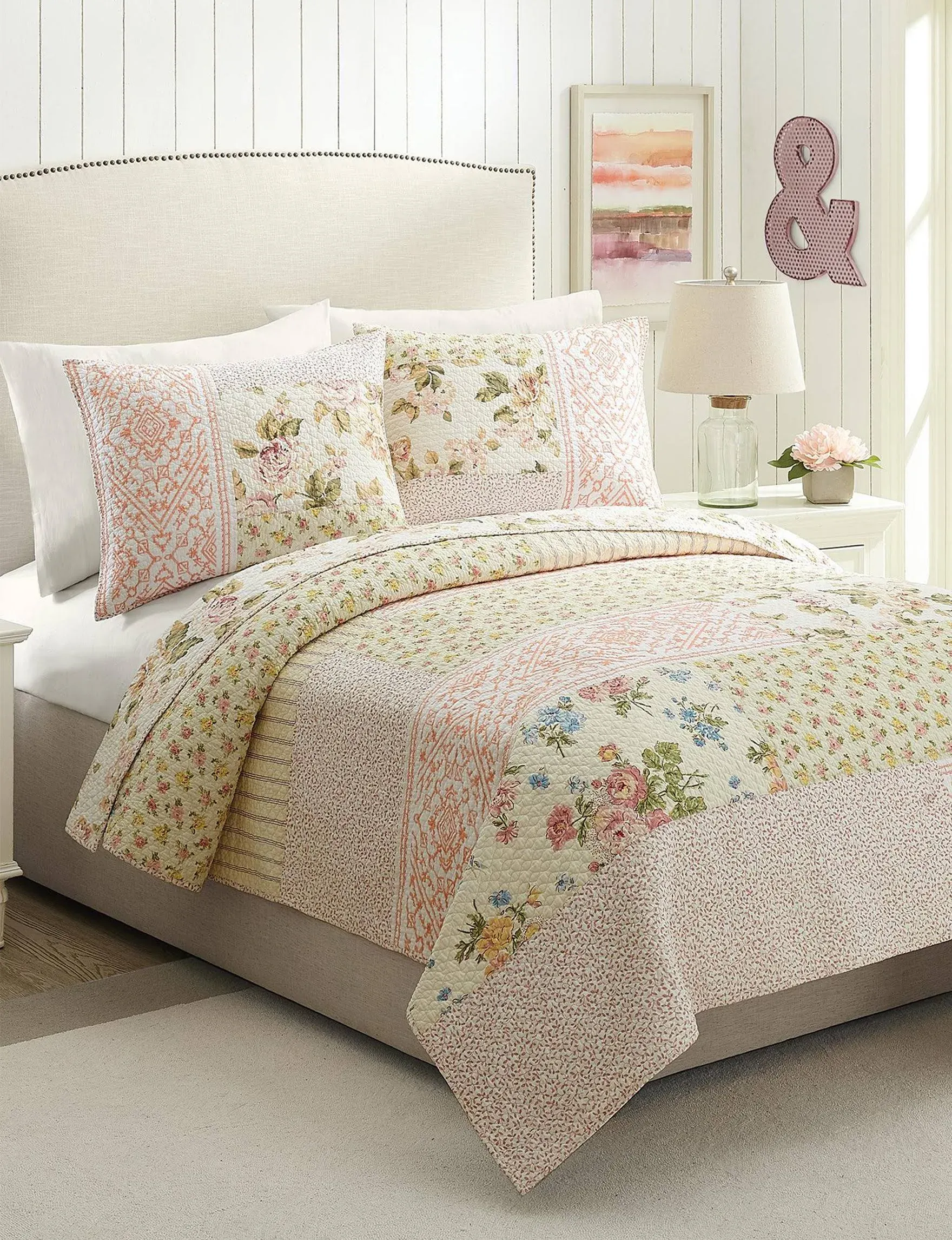 Mary Jane's Home Sweet Blooms Quilt or Sham, Pink