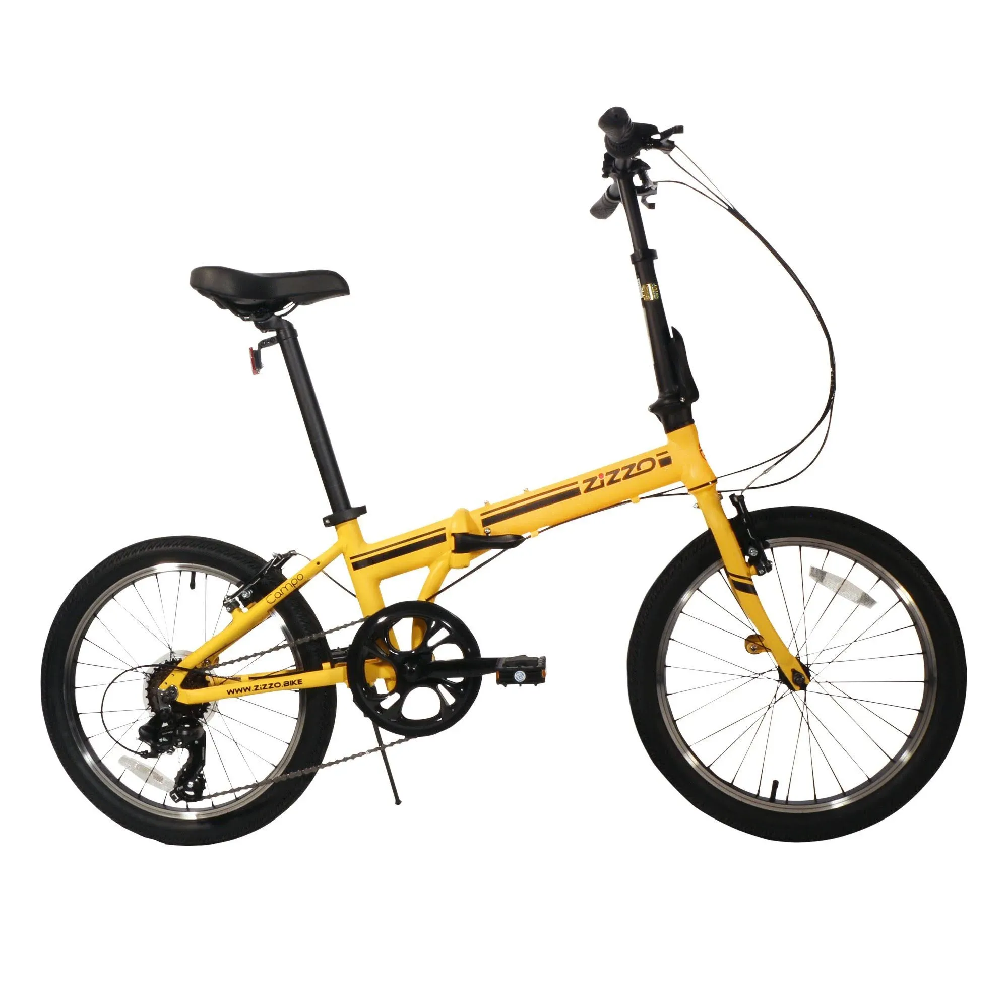 Zizzo Campo 7-Speed Folding Bicycle, Yellow / 20 inch