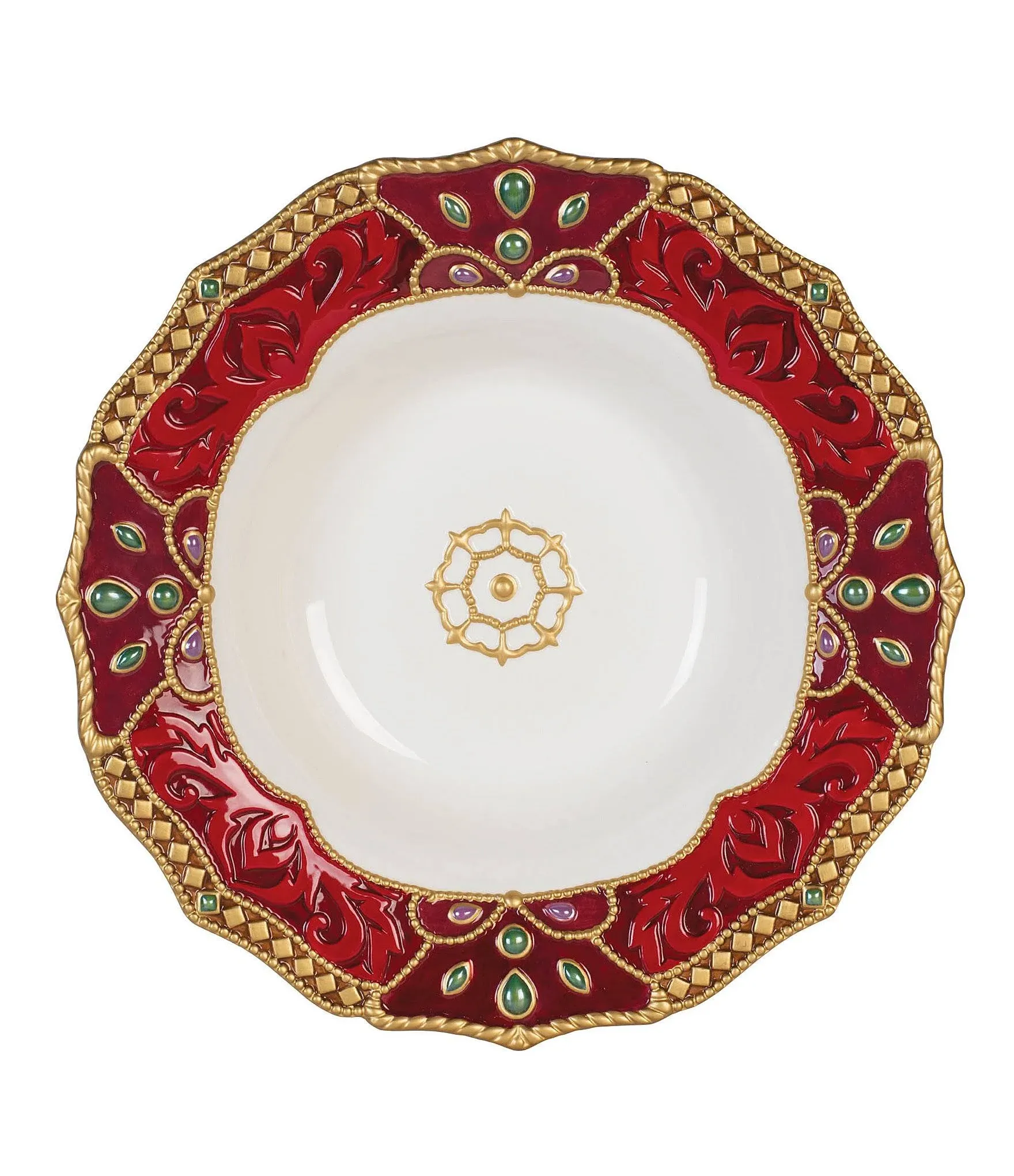 Fitz and Floyd Renaissance Holiday Christmas Serving Round Bowl [49-666]