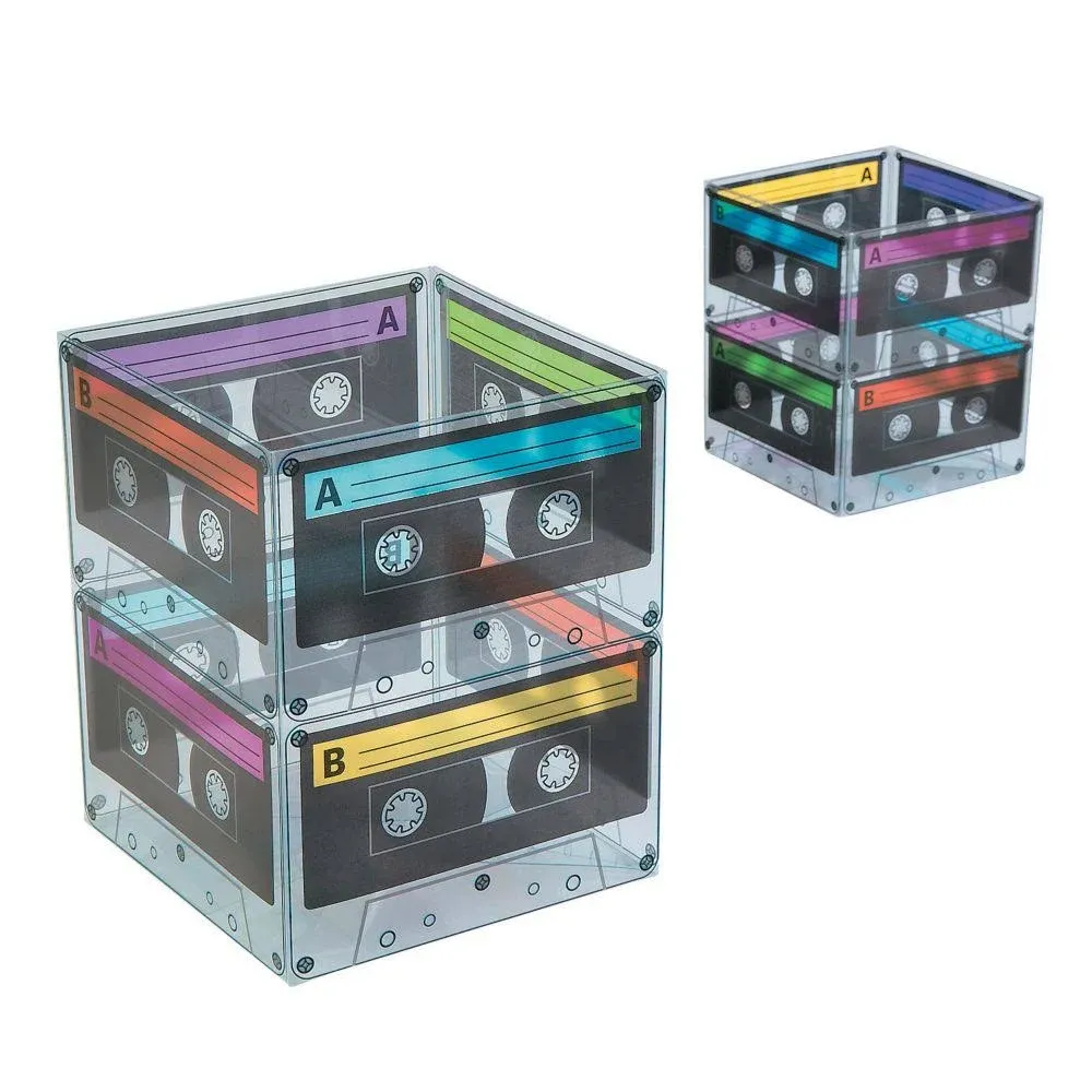 Cassette Tape Bucket Centerpieces Set of 6 80's Party Supplies