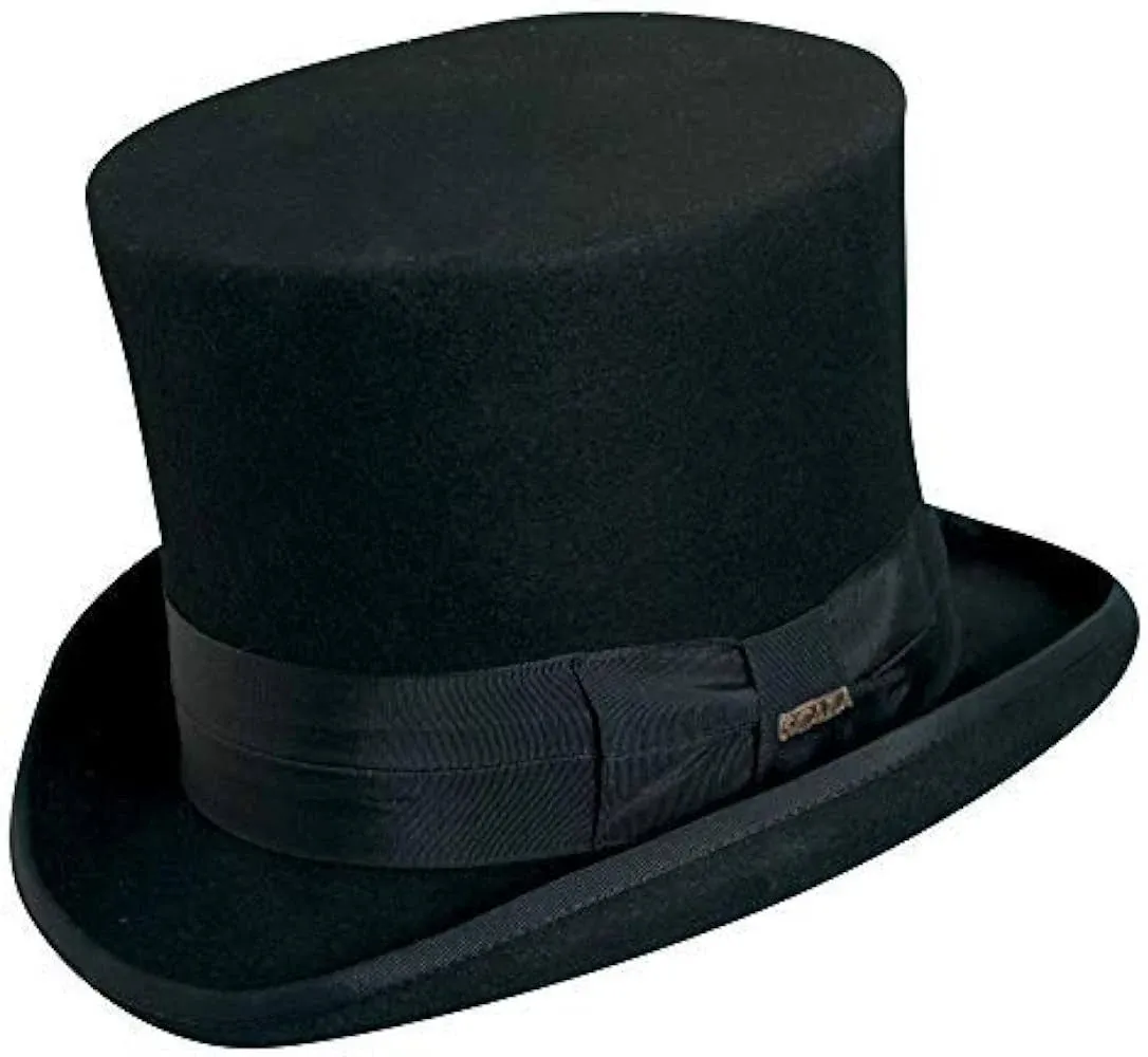 Men's Scala Wool Felt Top Hat, Size: XXL, Black