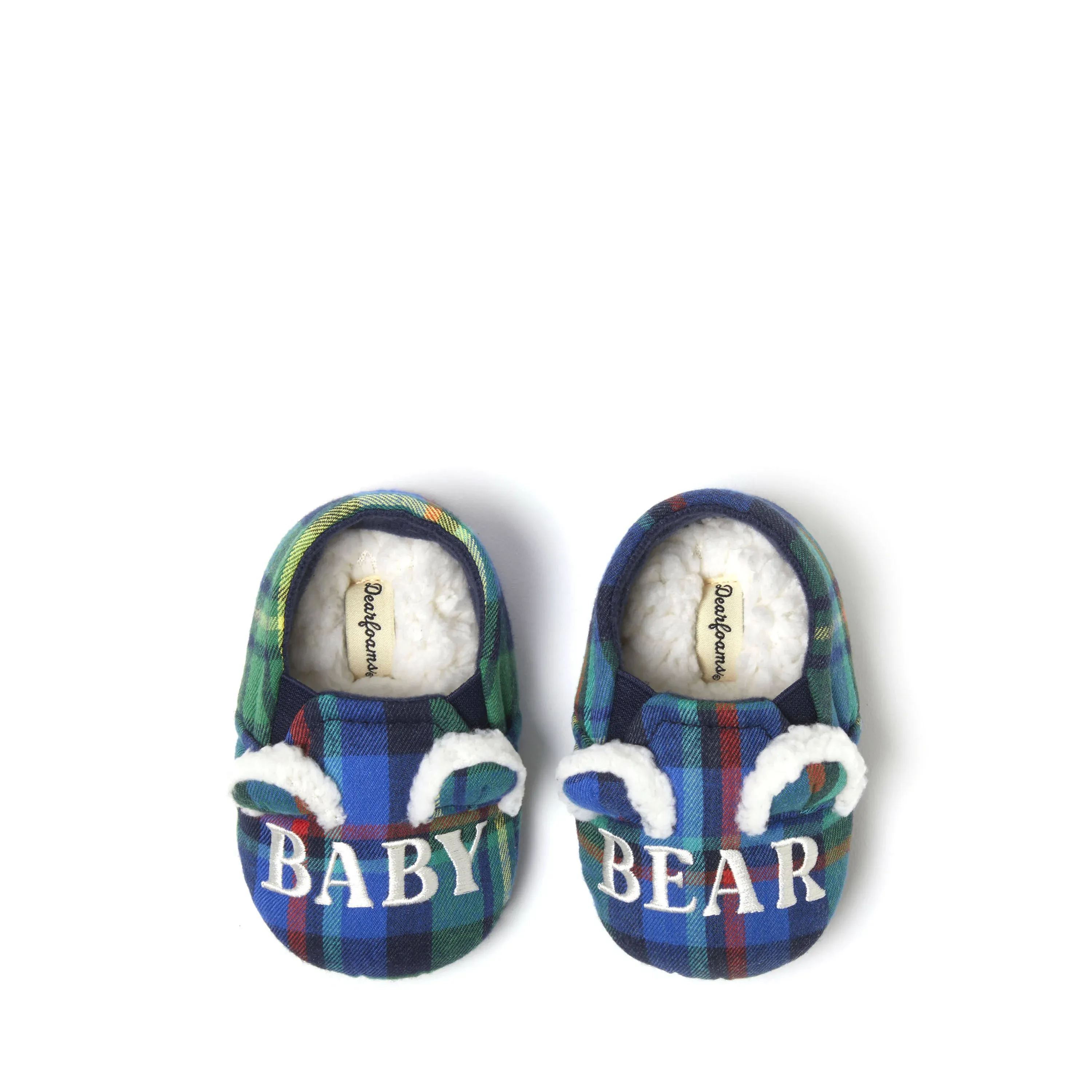 Dearfoams Kids Baby Bear Plaid Closed Back Slipper