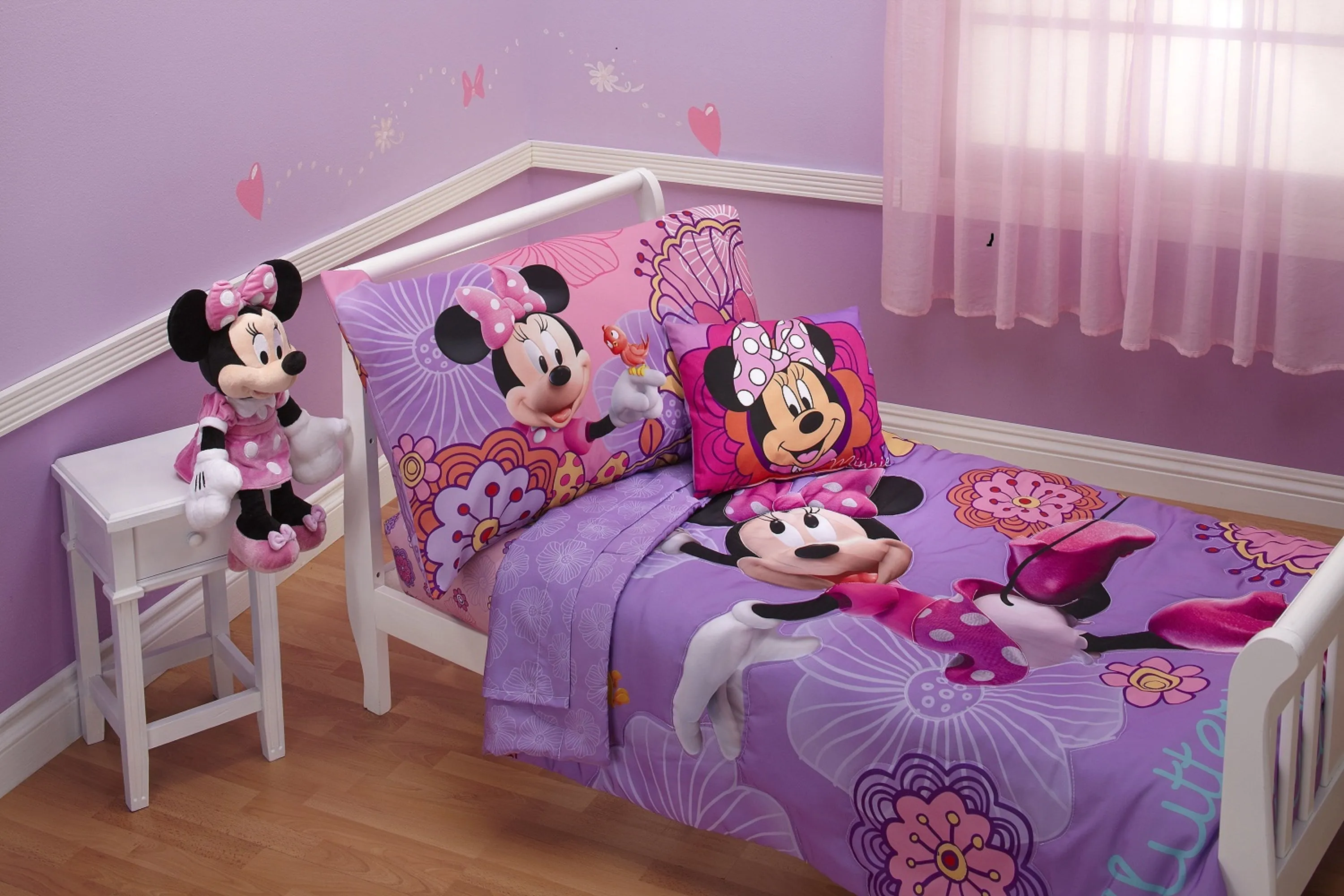 Disney - Minnie Mouse Fluttery Friends 4-Piece Toddler Bedding Set