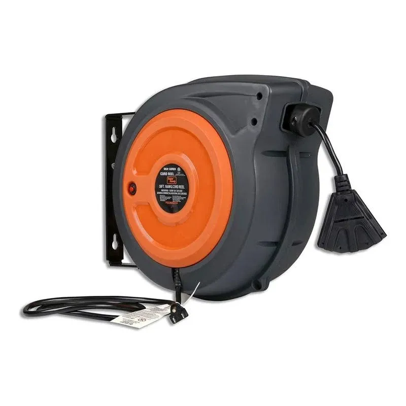 Enclosed Extension Cord Reel - 16AWG, 50' Ft Cord Length