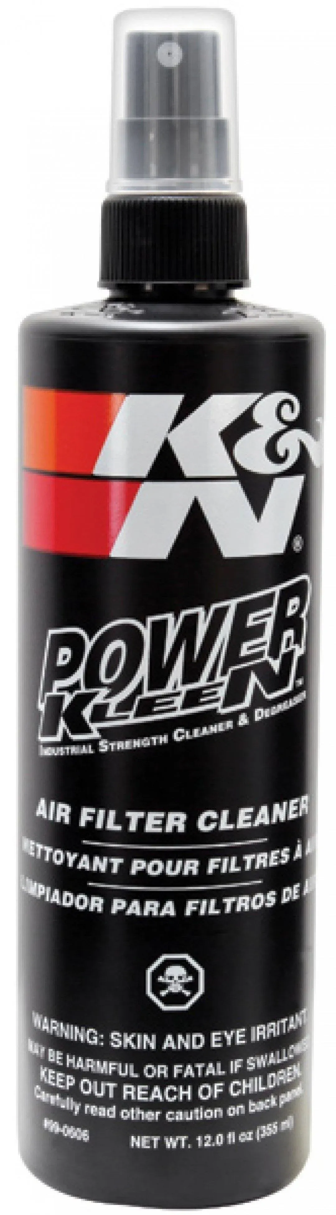 K&N Air Filter Cleaner and Degreaser: Power Kleen; 12 Oz Spray Bottle; Restore Engine Air Filter Performance, 99-0606, Black