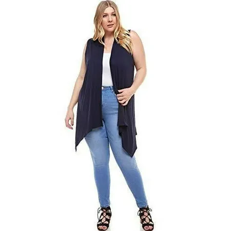 Women s Plus Size Sleeveless Cardigan Vest [Made in USA] Soft Lightweight and Comfortable Open Front Maxi Long Cardigan