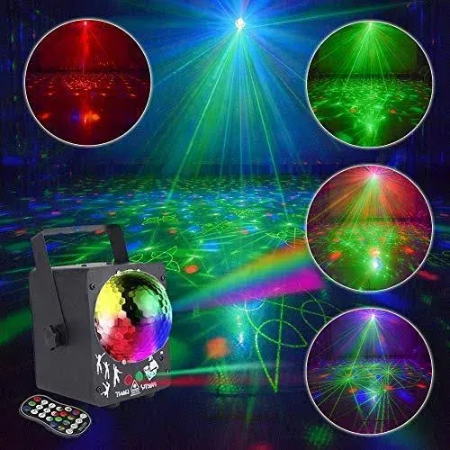 AMKI Disco Light Party Lights Indoor, Rave Light Sound Activated by Remote Co...