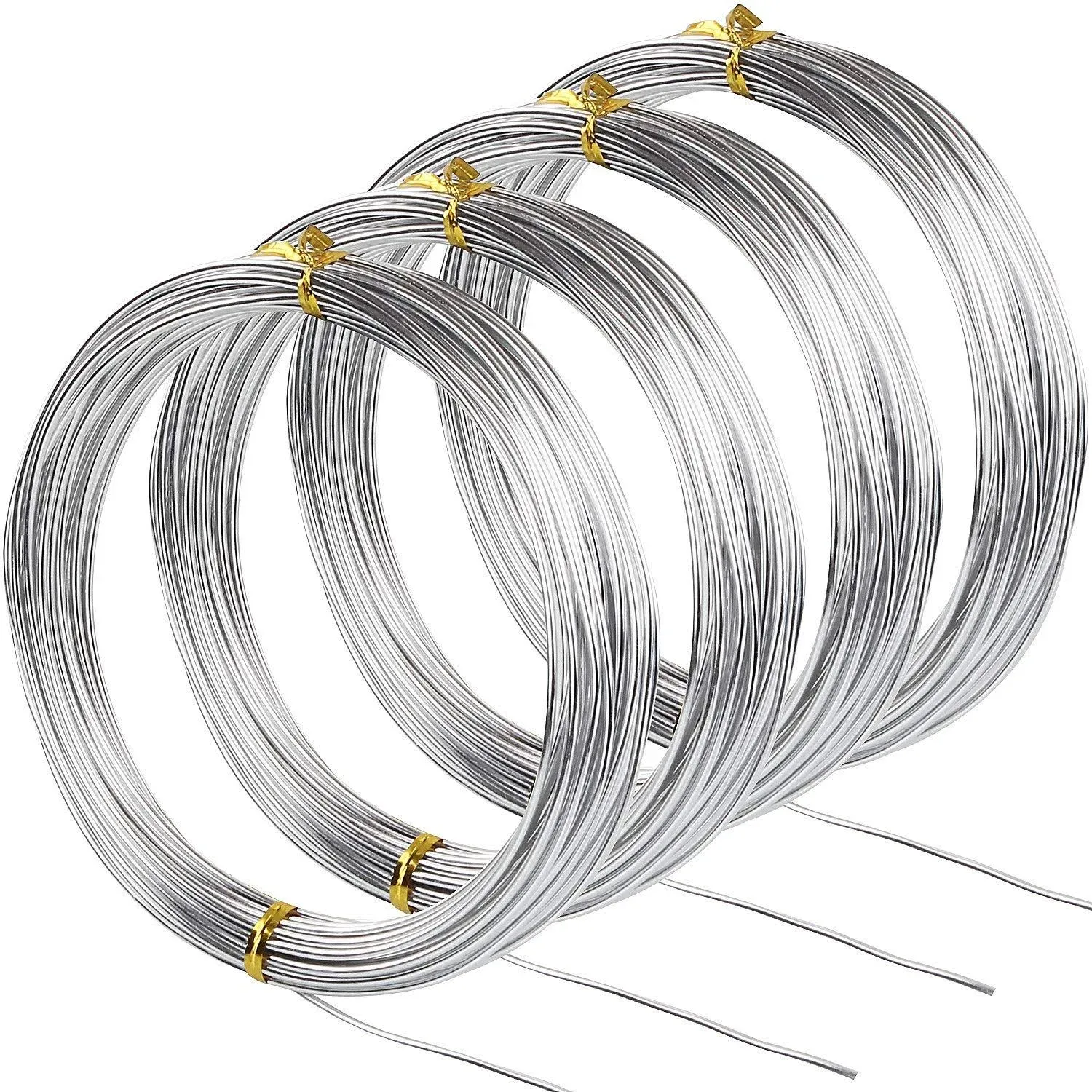 16 Gauge Aluminum Wire 131.2Ft Silver Aluminum Wire 1.5mm Metal Craft Armature Bendable Wire Metal 16 Gauge Wire for Jewelry Making Beading Craft Dolls Skeleton DIY(32.8 Per Roll,4 Rolls)