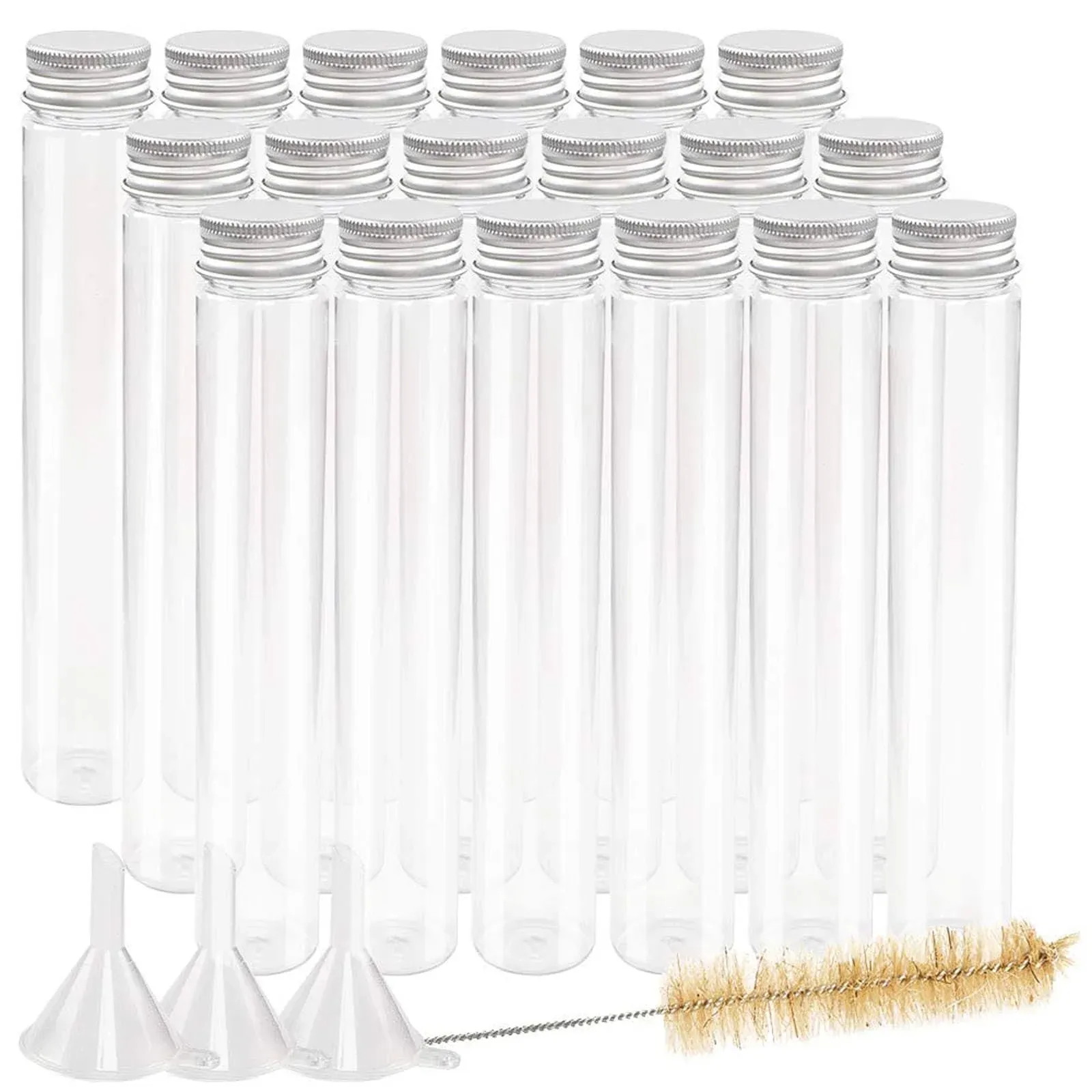 DEPEPE 18pcs 115ml Clear Flat Plastic Test Tubes with Screw Caps 30 x 180mm with ...