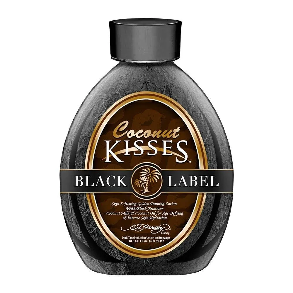 Ed Hardy Coconut Kisses Black Label Black DHA Skin Hydrating Bronze Tanning Lotion 13.5oz.