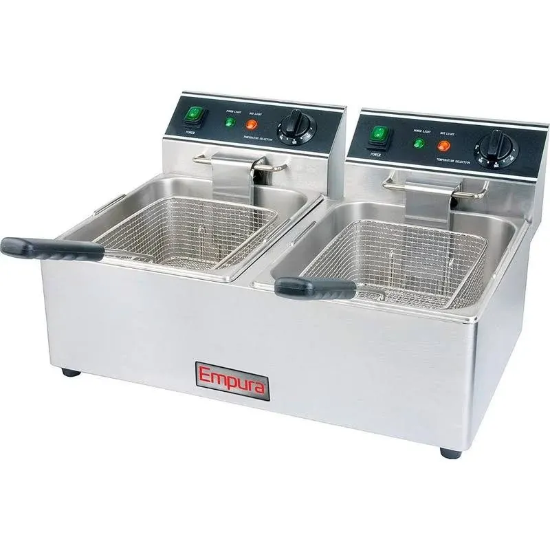 Adcraft DF-6L/2 Electric Countertop Deep Fryer with 30-Pound Double Tank, Stainless Steel, 120v, NSF, Silver