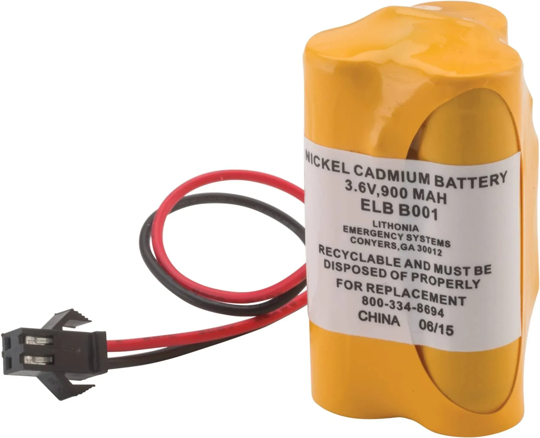 LITHONIA LIGHTING ELB B001 Rechargeable Nickel Cadmium Battery, 3.6 Volts, 900 m