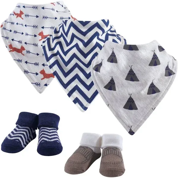 Hudson Baby Unisex BabyCotton Bib and Sock Set