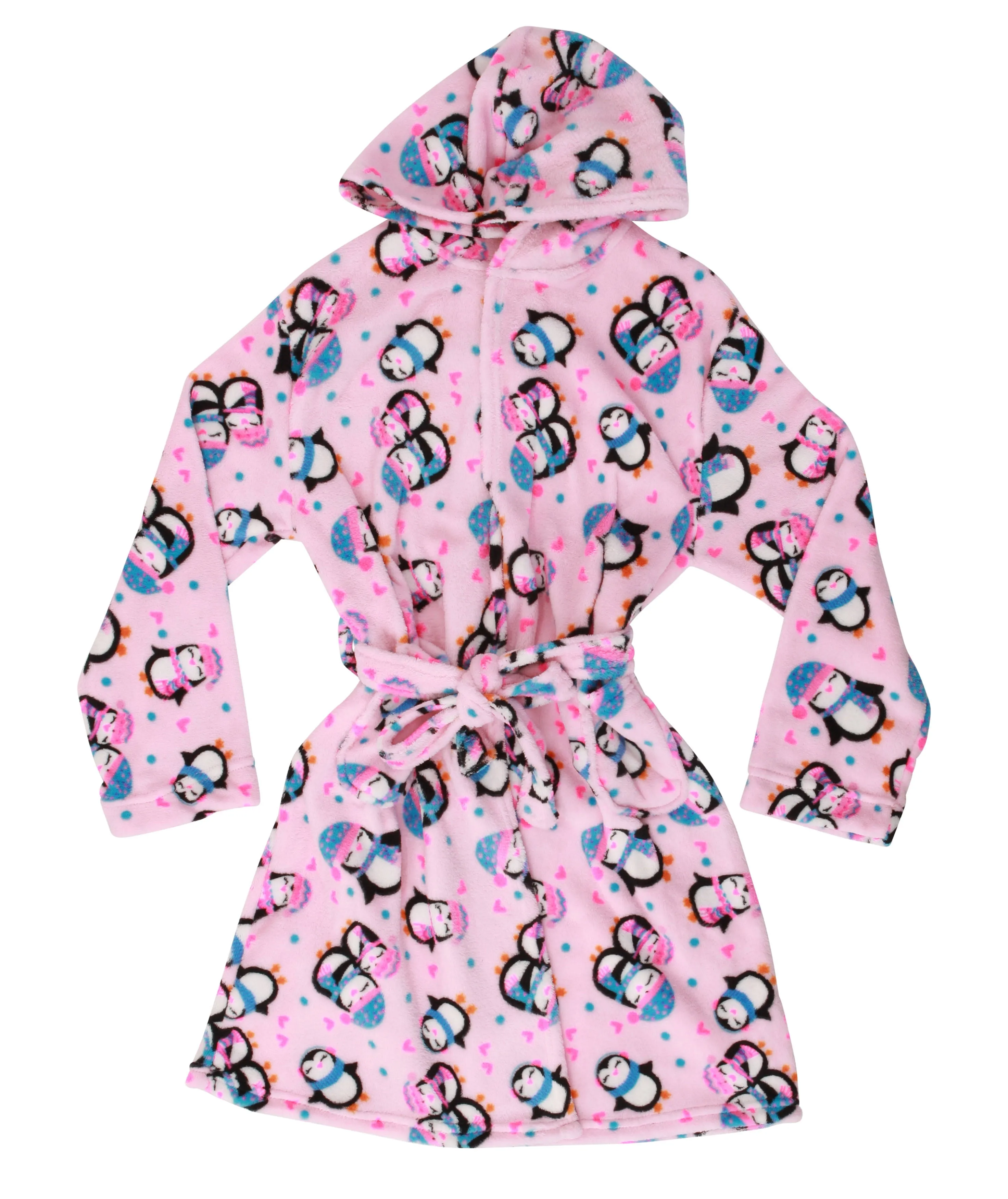 Just Love Girls Plush Velour Robe - Cozy Buffalo Plaid Bathrobe for Comfortable Lounging (Penguin Love Girls 14-16)