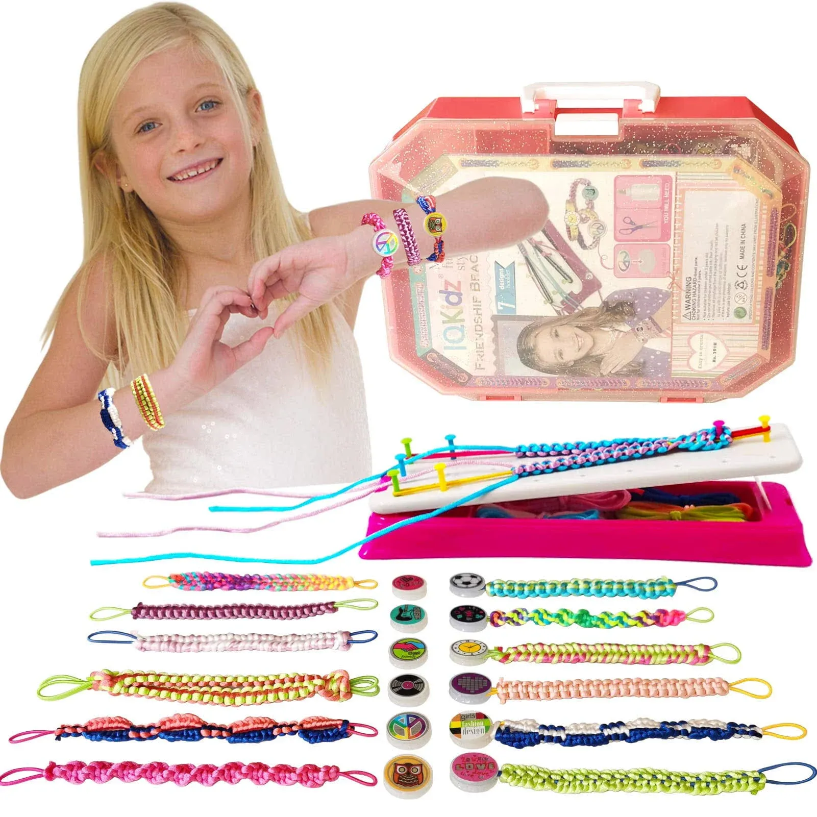 Iqkidz Friendship Bracelet Maker Kit - Making Bracelets Craft Toys for Girls Age 8 - 12 yrs, Cool Birthday Gifts for 7, 9, 10, 11 Years Old Kids, New