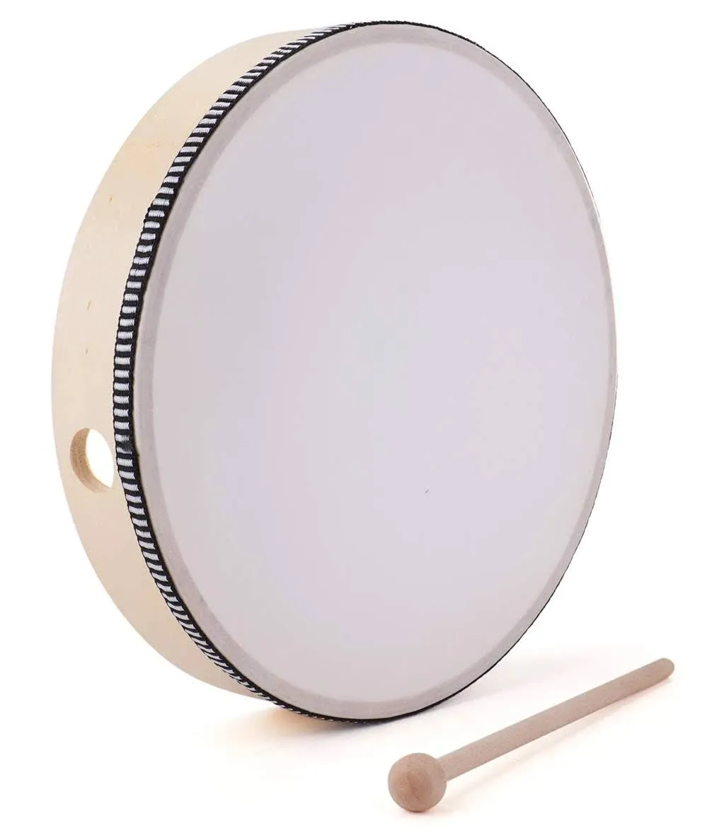 Foraineam 10 Inch Hand Drum Music Percussion Wood Frame Drum with Beater