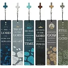 12 Pcs Bible Verses Bookmarks with Cross Pendants, Bookmark for Bible, Great Rel