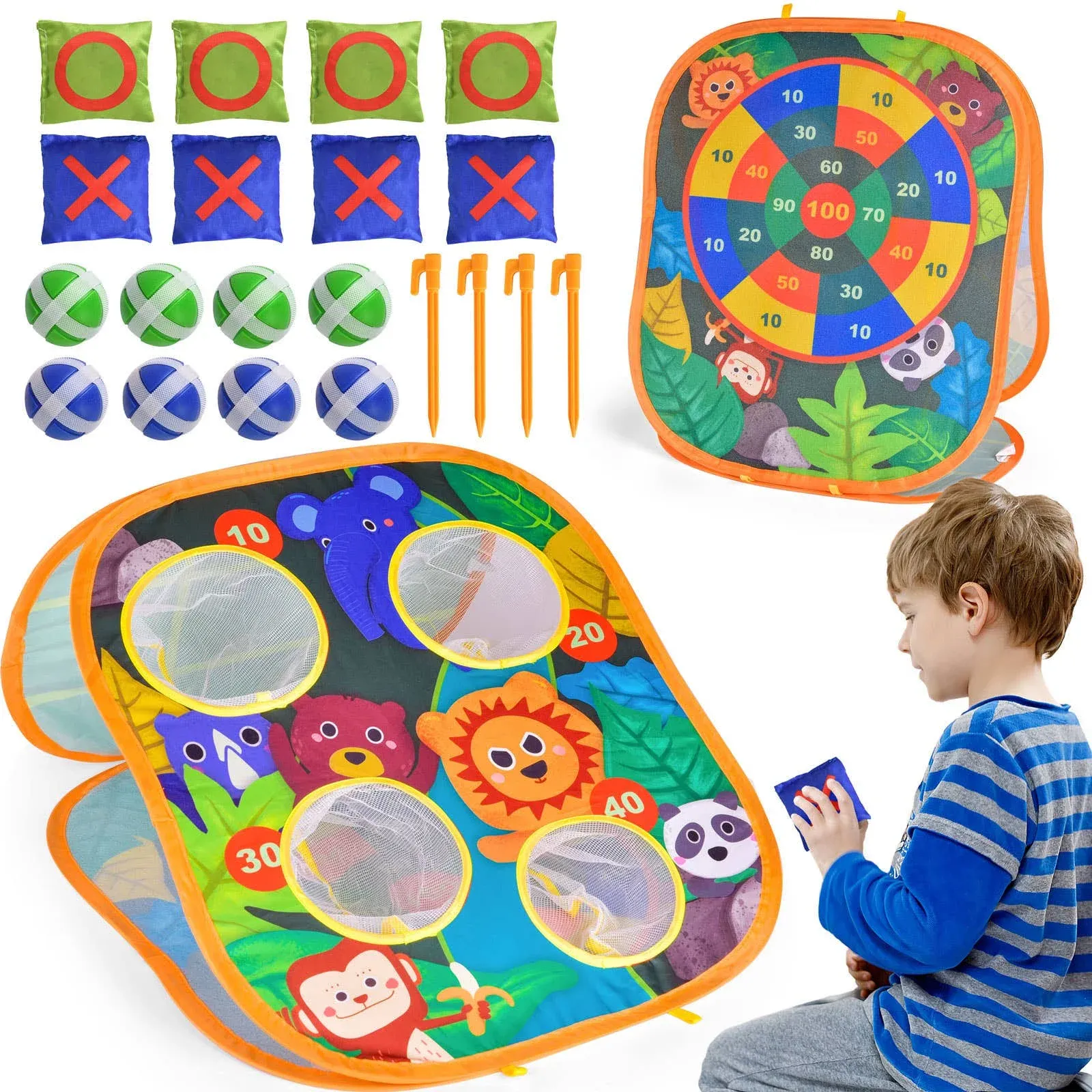 Fun Little Toys 3-in-1 Carnival Bean Bag Toss Game for Kids