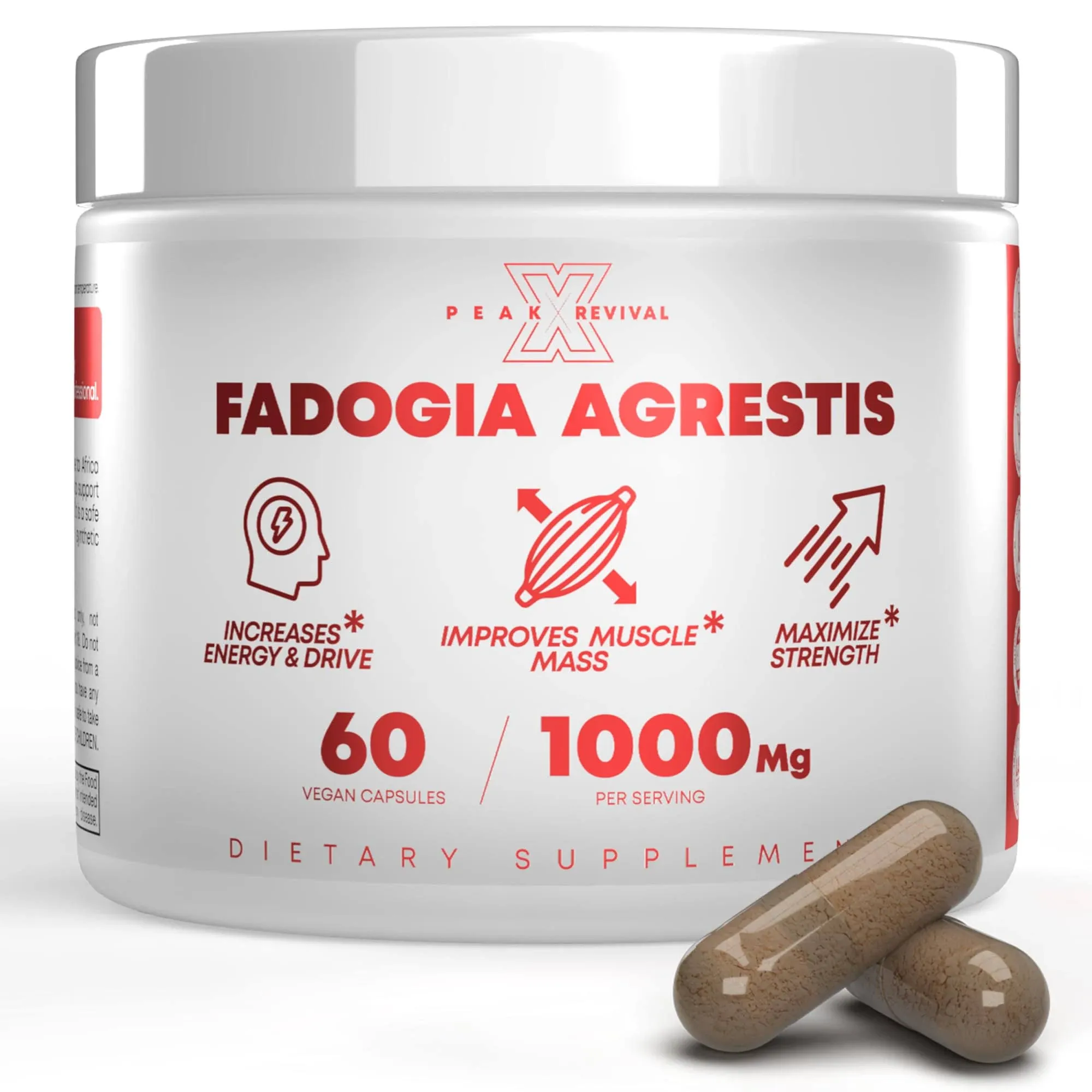 Fadogia Agrestis 1000mg Per Serving Supplement - Potent Extract to Increase Energy, Athletic Performance & Muscle Mass - Supplements, Made in The USA (60 Capsules)